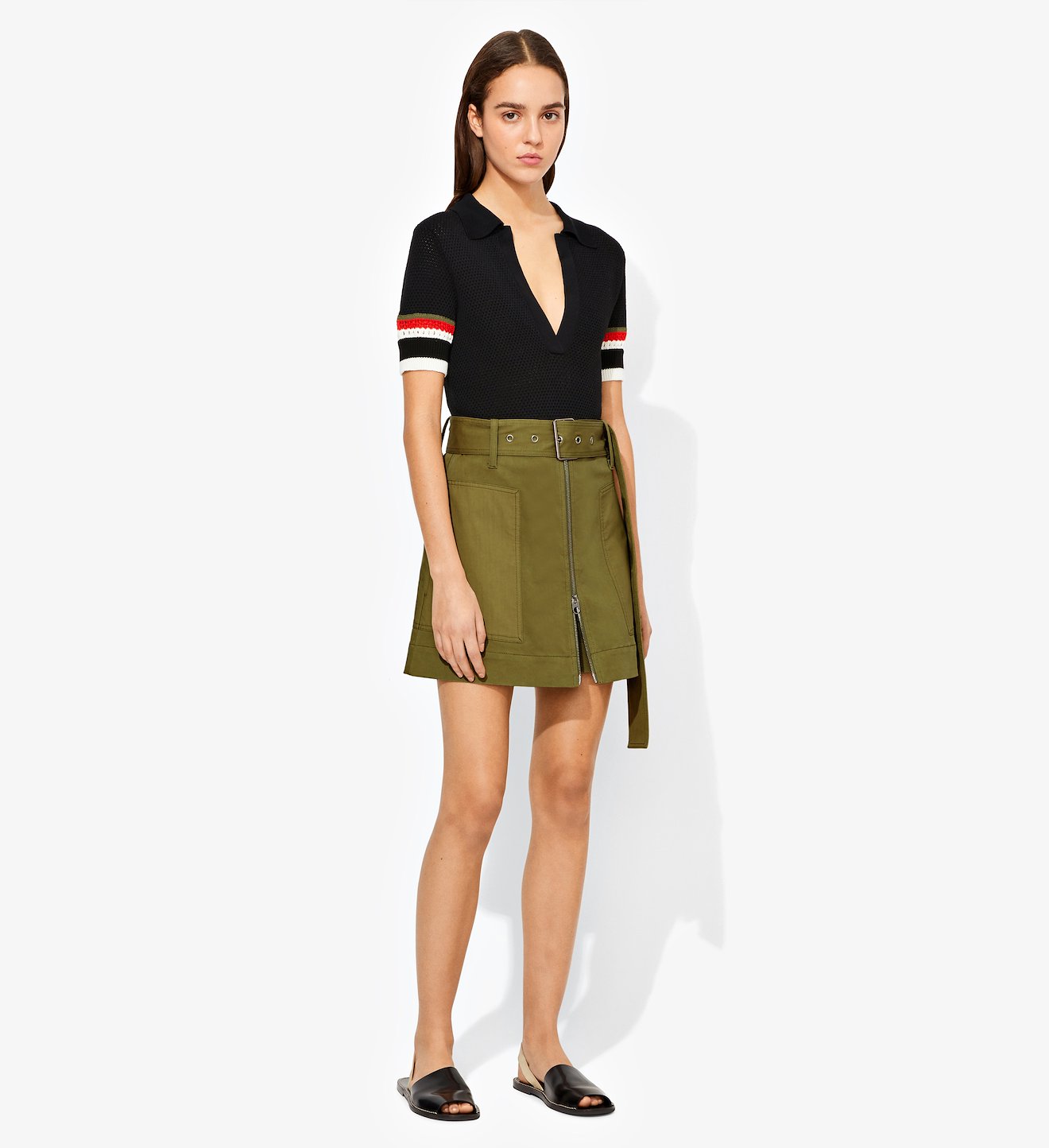 Belted Zip Skirt