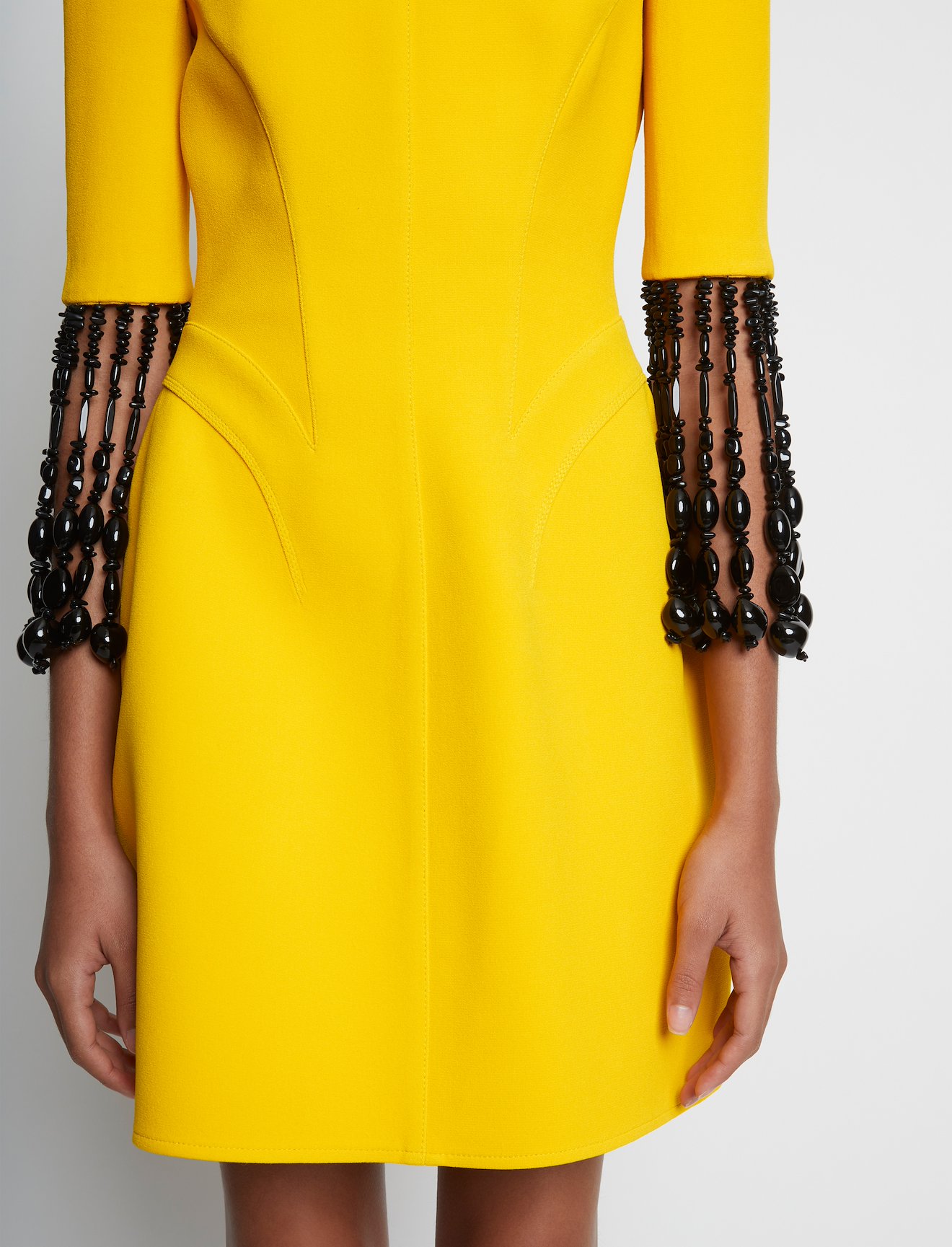 Bi-Stretch Crepe Dress with Beaded Sleeve #3