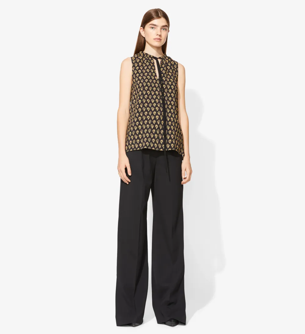 Block Print Viscose Crepe Sleeveless Top