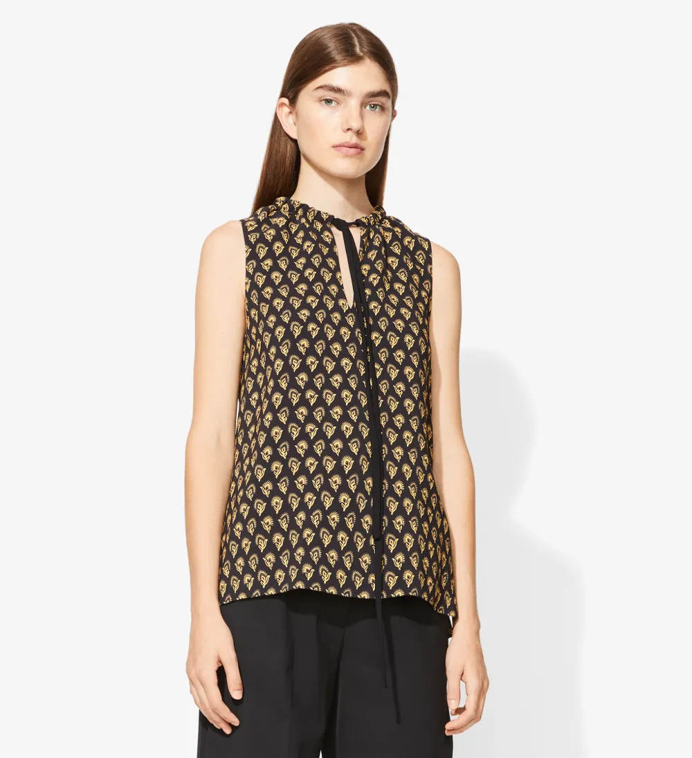 Block Print Viscose Crepe Sleeveless Top