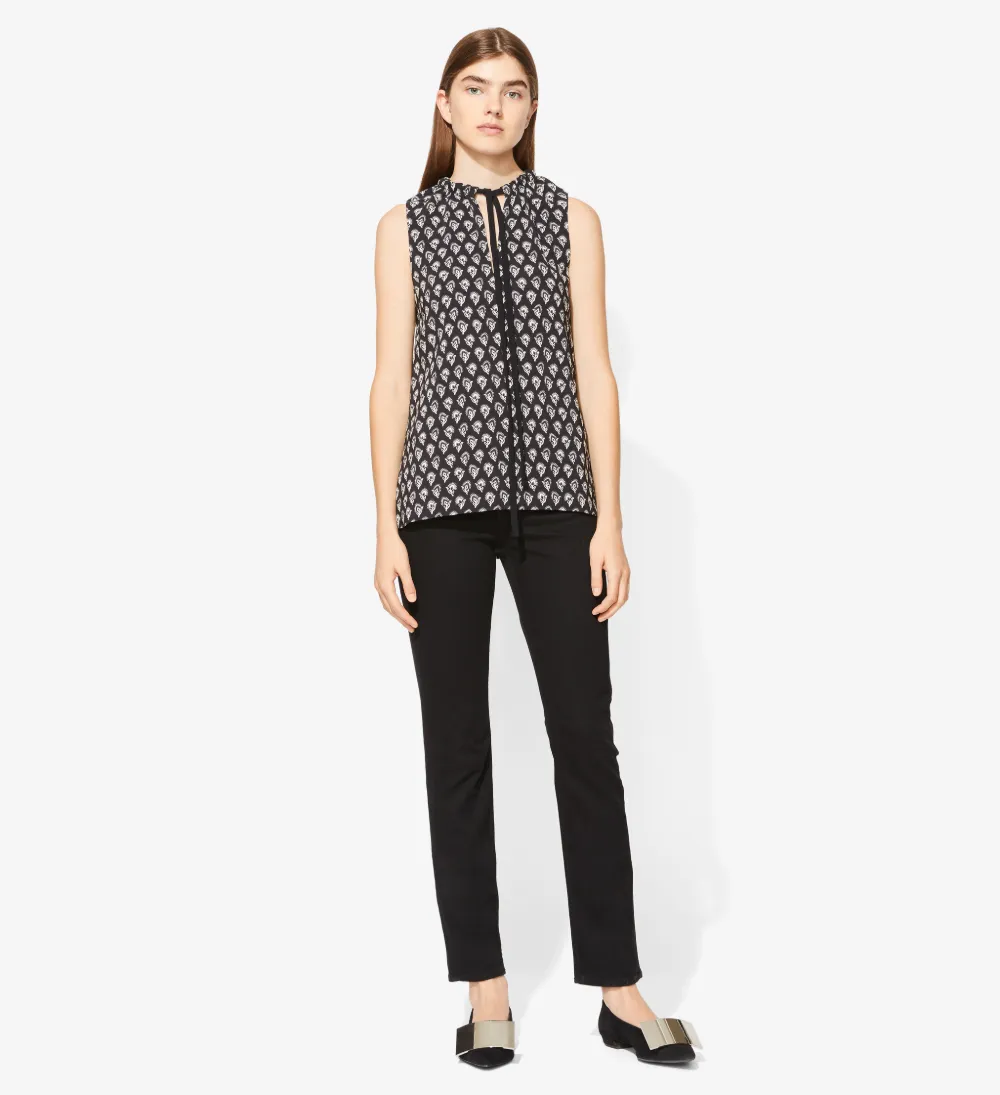 Block Print Viscose Crepe Sleeveless Top