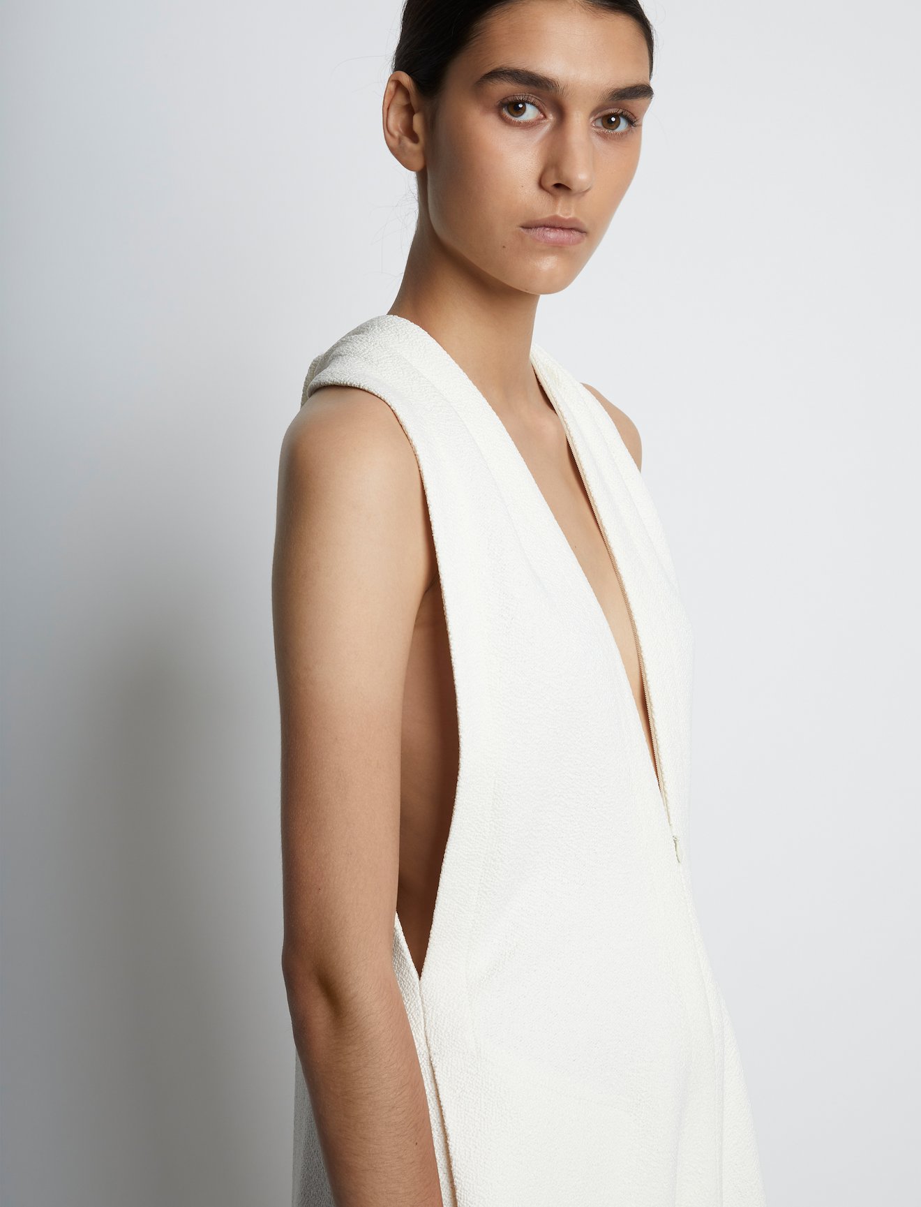 Boucle Crepe V-Neck Dress #3