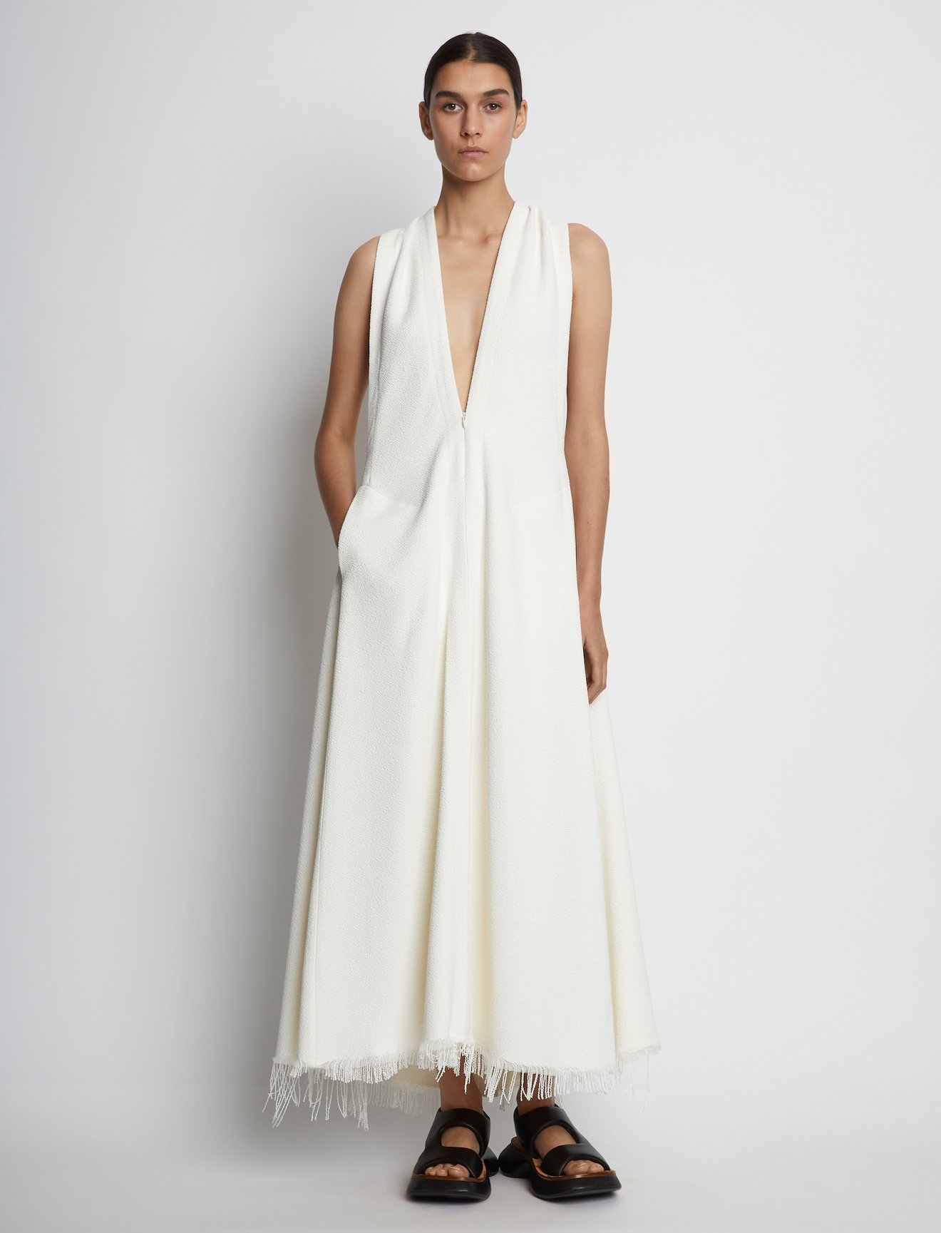 Boucle Crepe V-Neck Dress #5