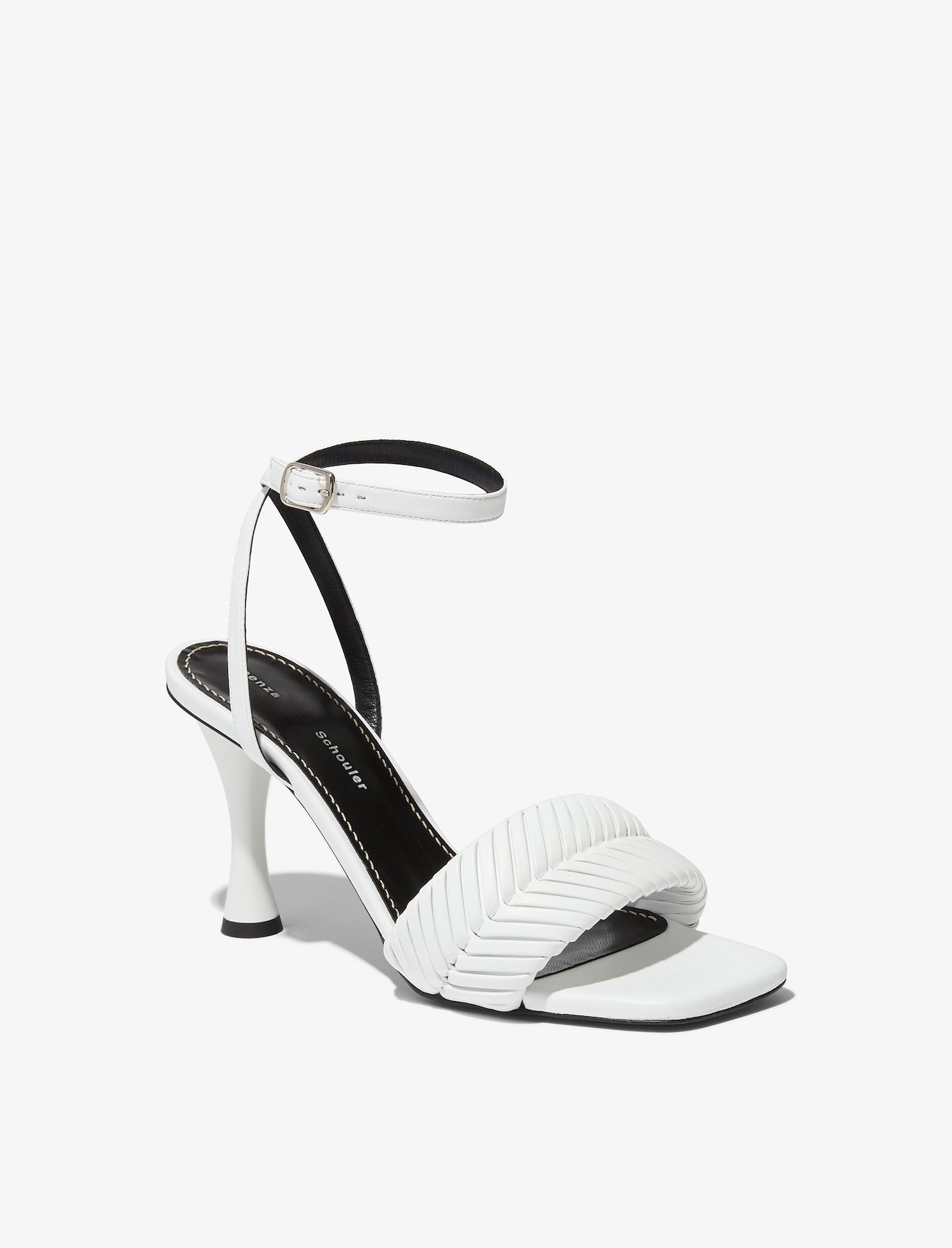 Braided Leather High Heel Ankle Strap Sandals #1