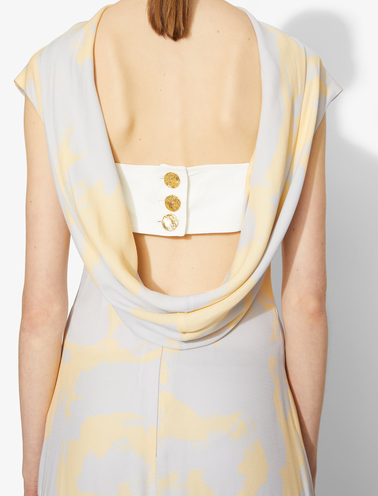 Brush Print Cowl Back Dress #3