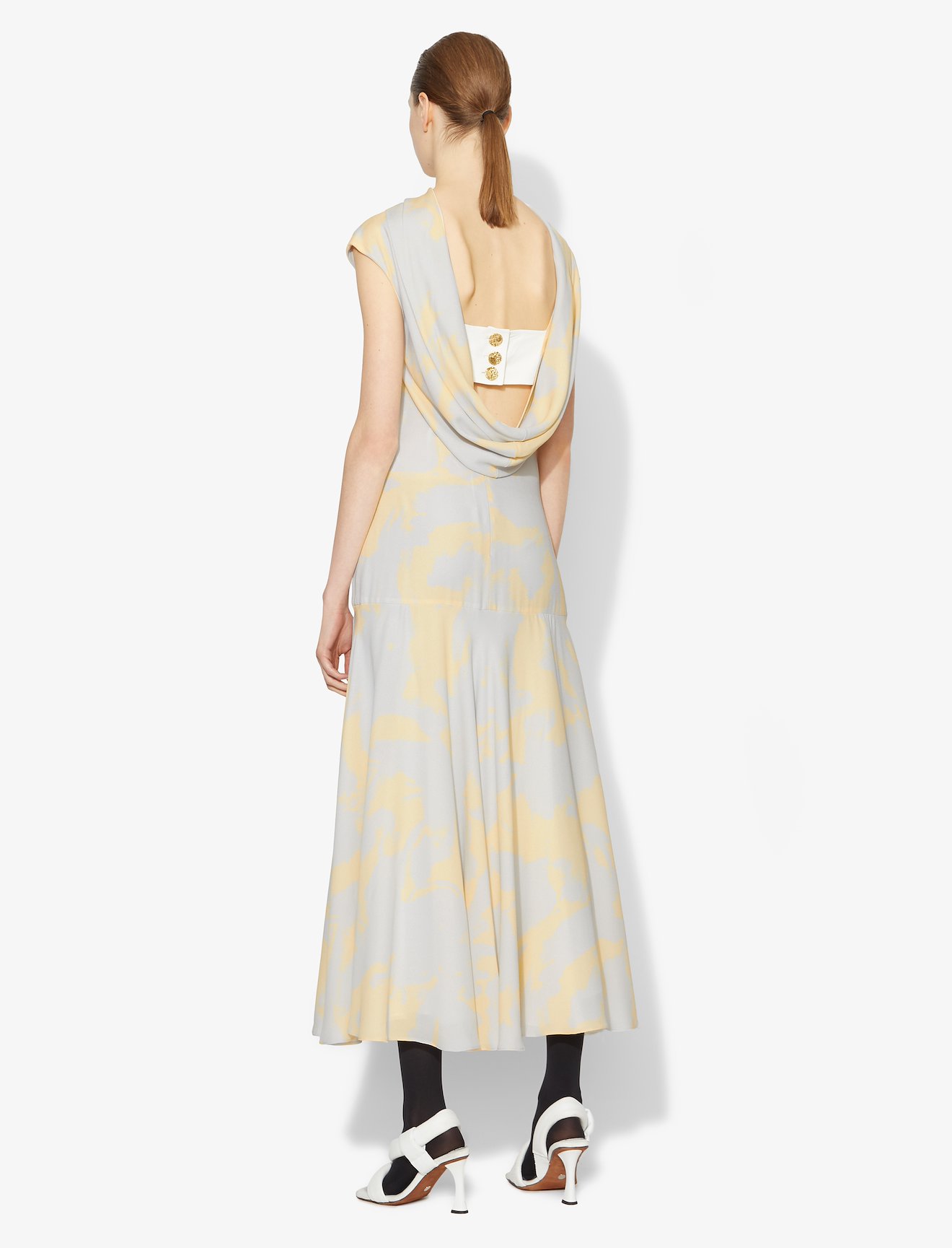 Brush Print Cowl Back Dress #2