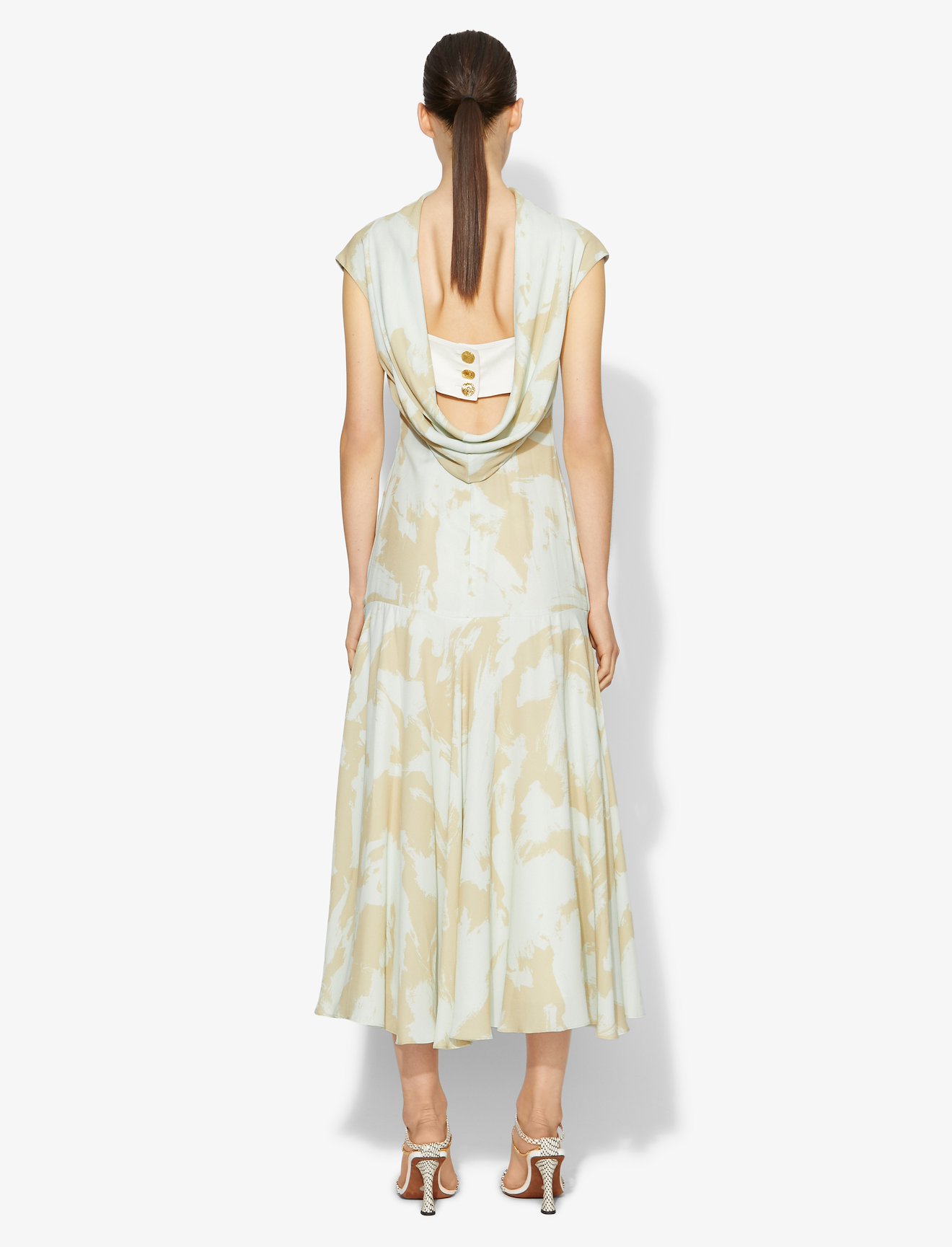Brush Print Cowl Back Dress #2