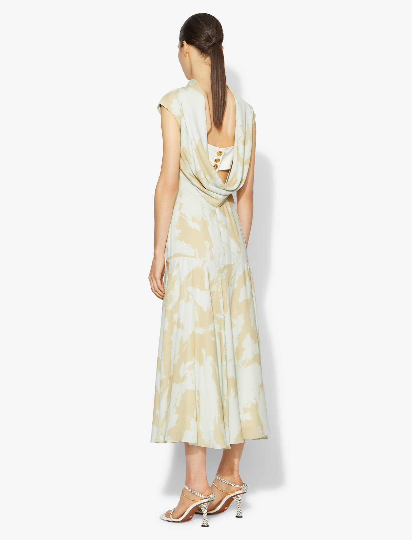 Brush Print Cowl Back Dress #3