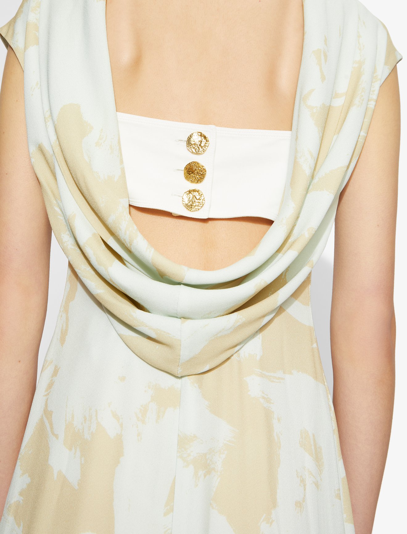 Brush Print Cowl Back Dress #4