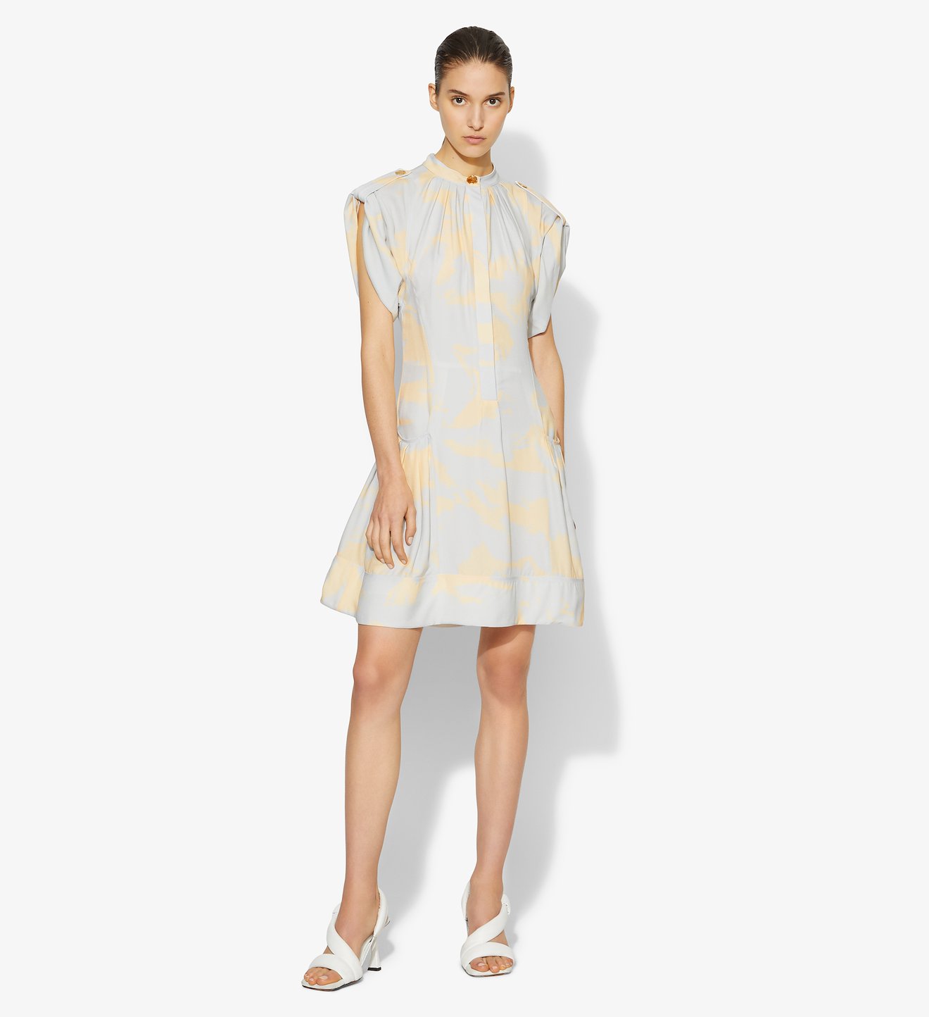 Brush Print Short Sleeve Dress