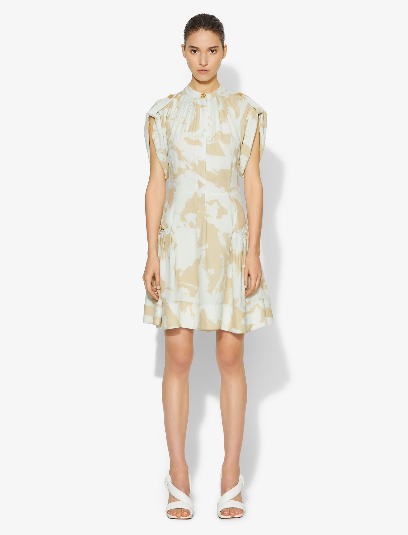 Brush Print Short Sleeve Dress #1