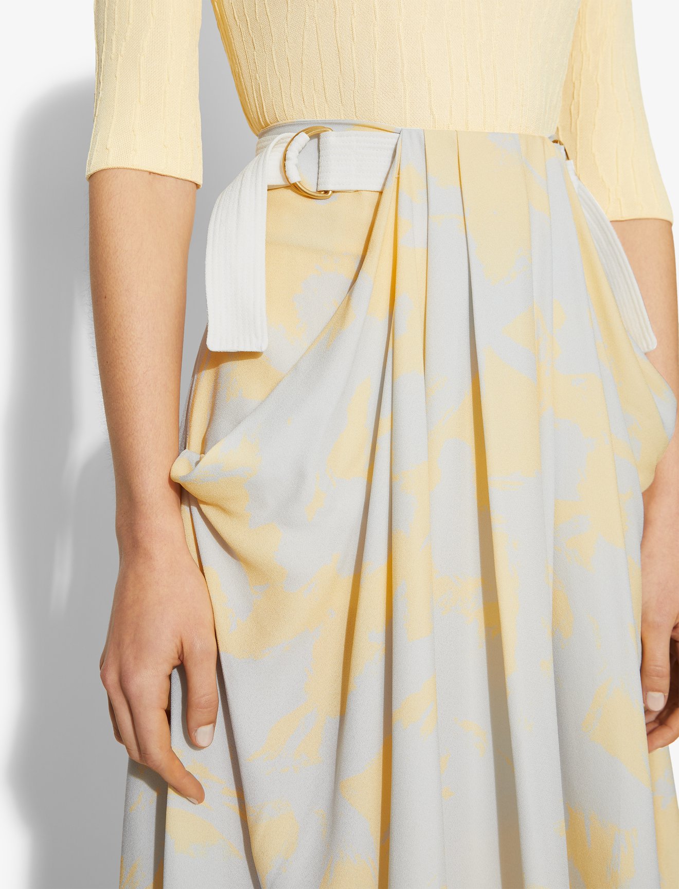 Brush Printed Belted Midi Skirt #3
