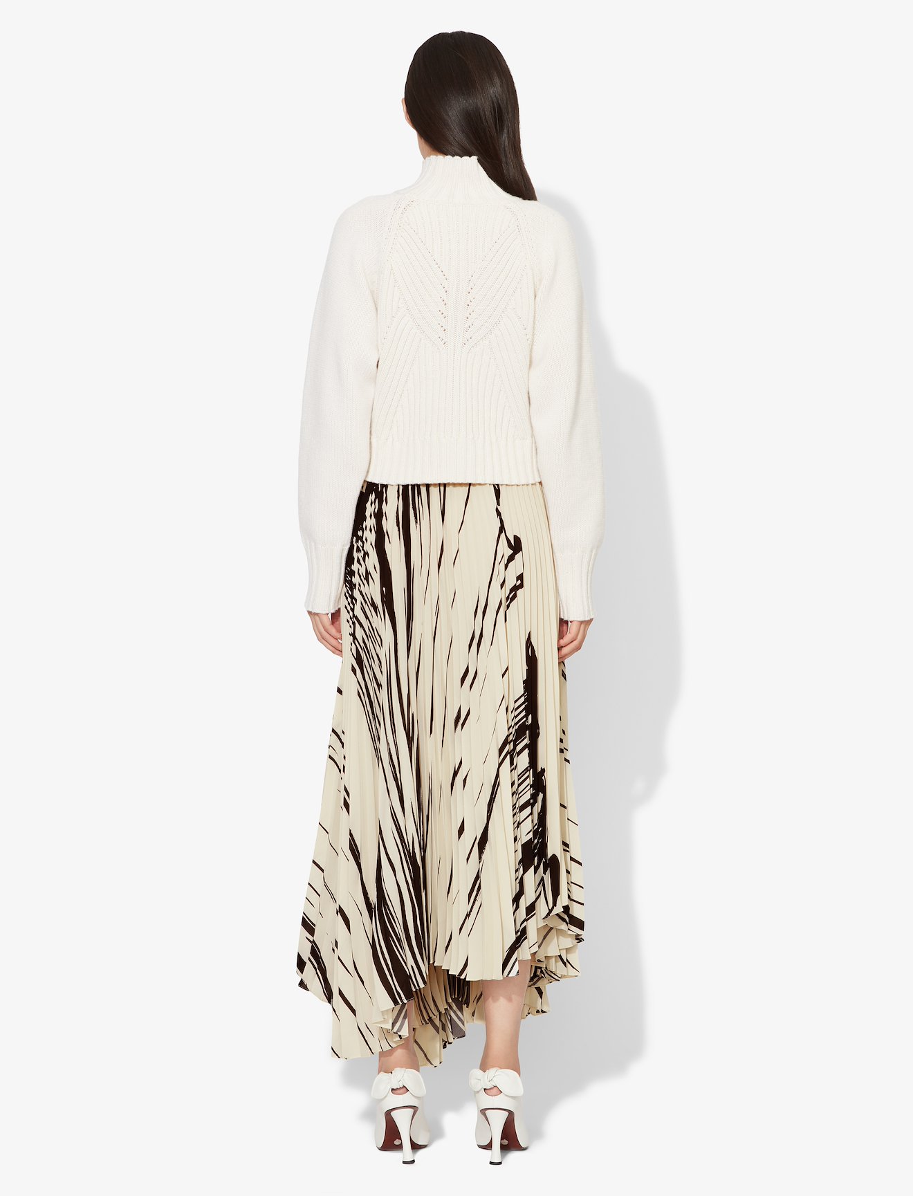 Brush Stroke Print Pleated Wrap Skirt #2