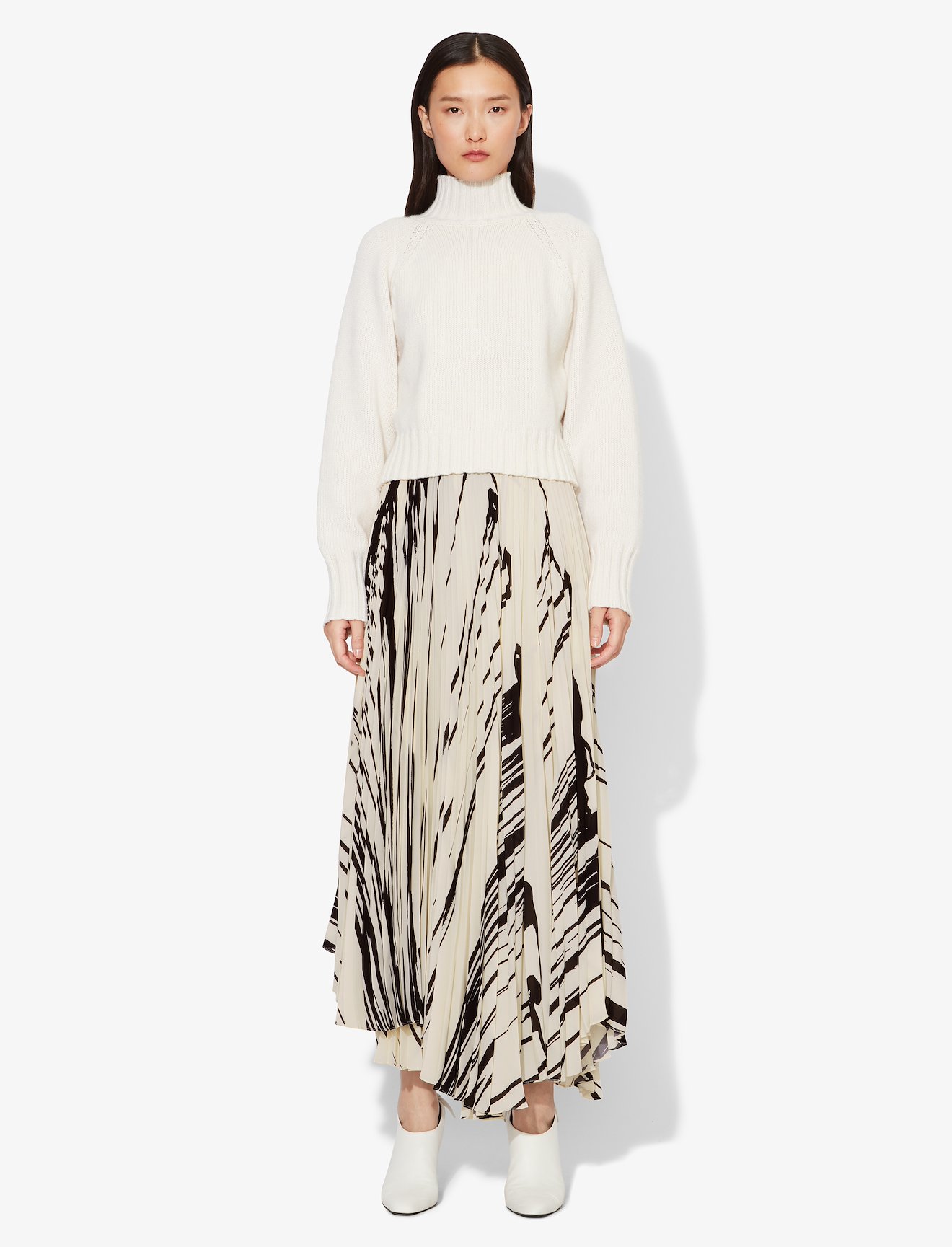 Brush Stroke Print Pleated Wrap Skirt #1