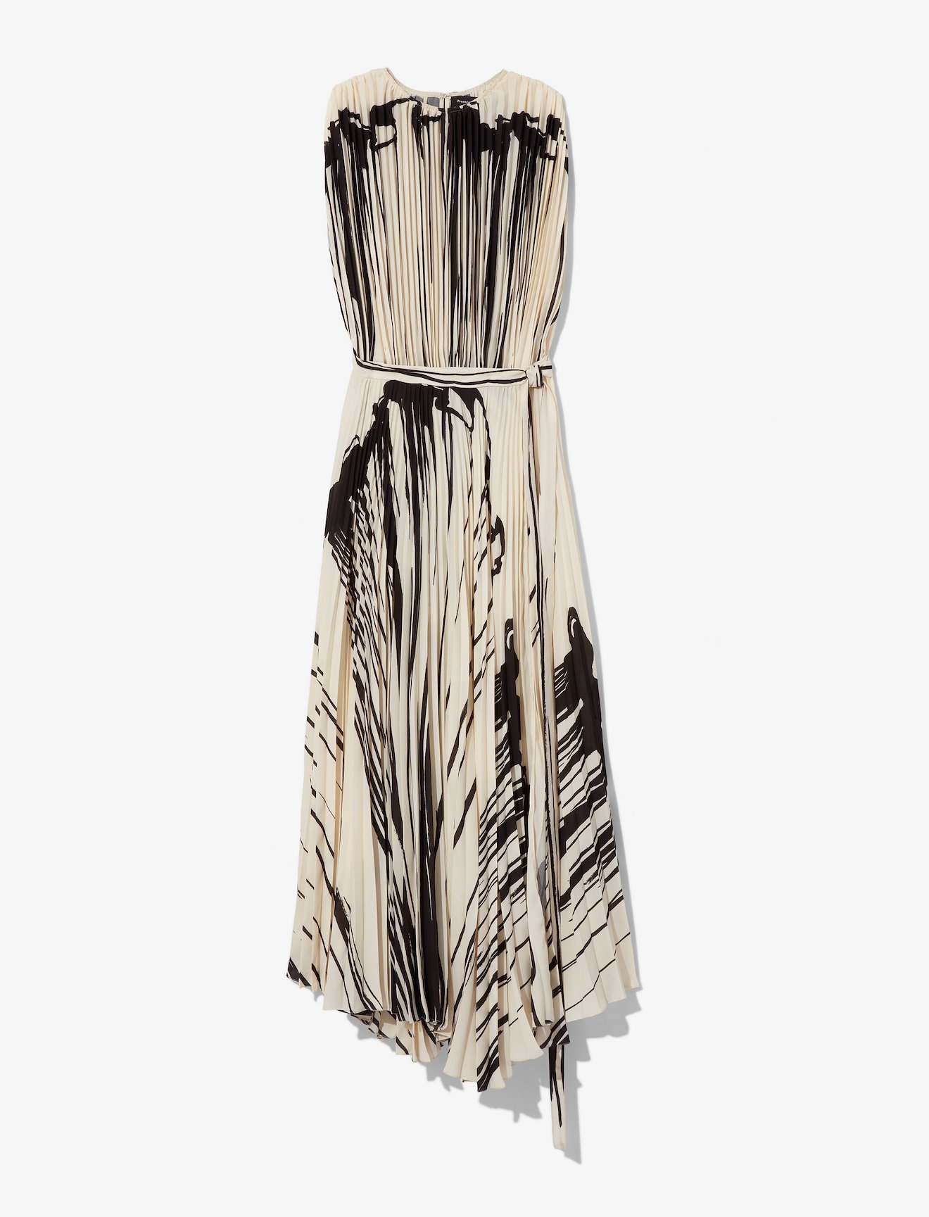 Brush Stroke Print Sleeveless Pleated Wrap Dress #4