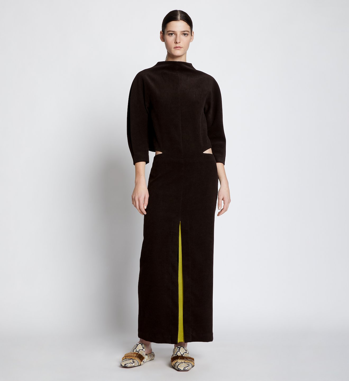brushed-effect cutout dress