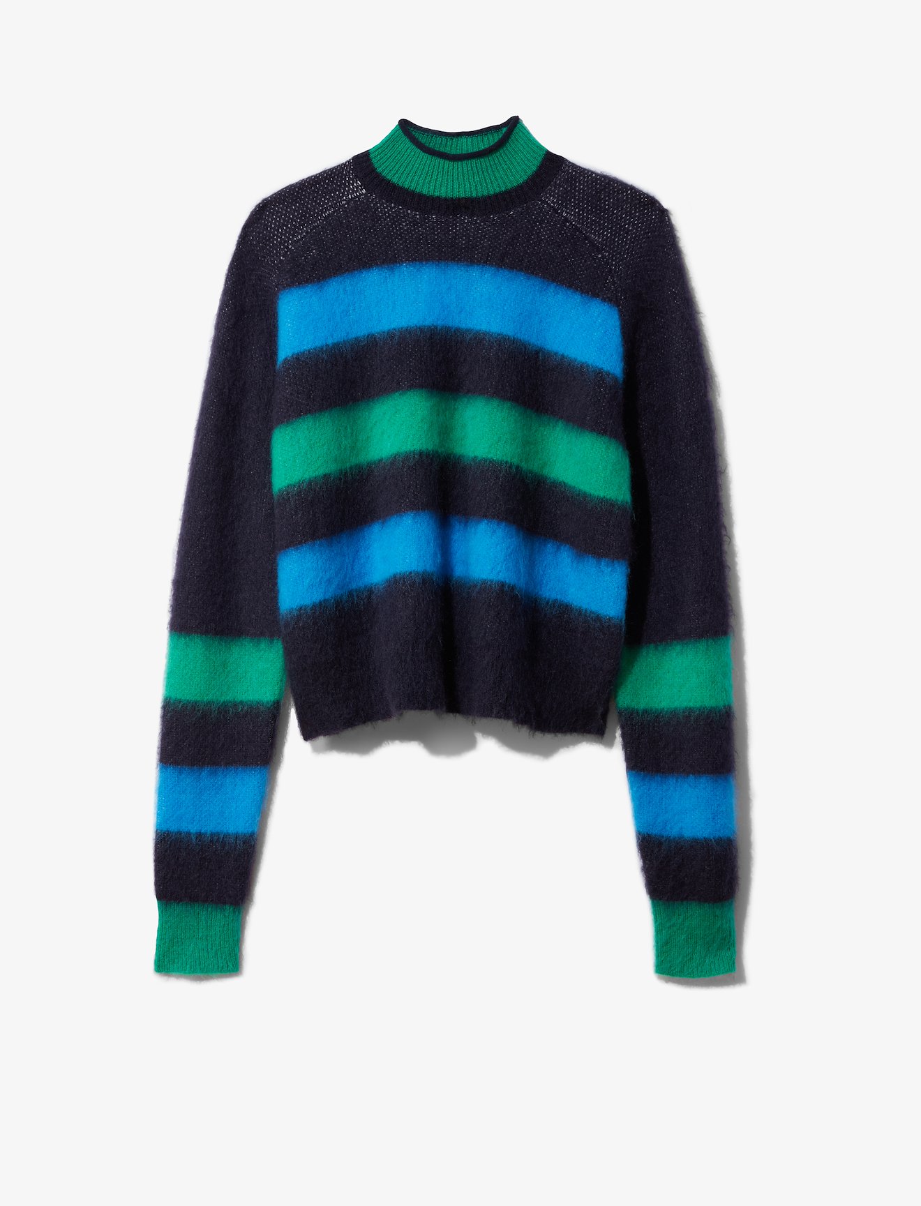 Brushed Stripe Wool Mohair Cropped Sweater #4