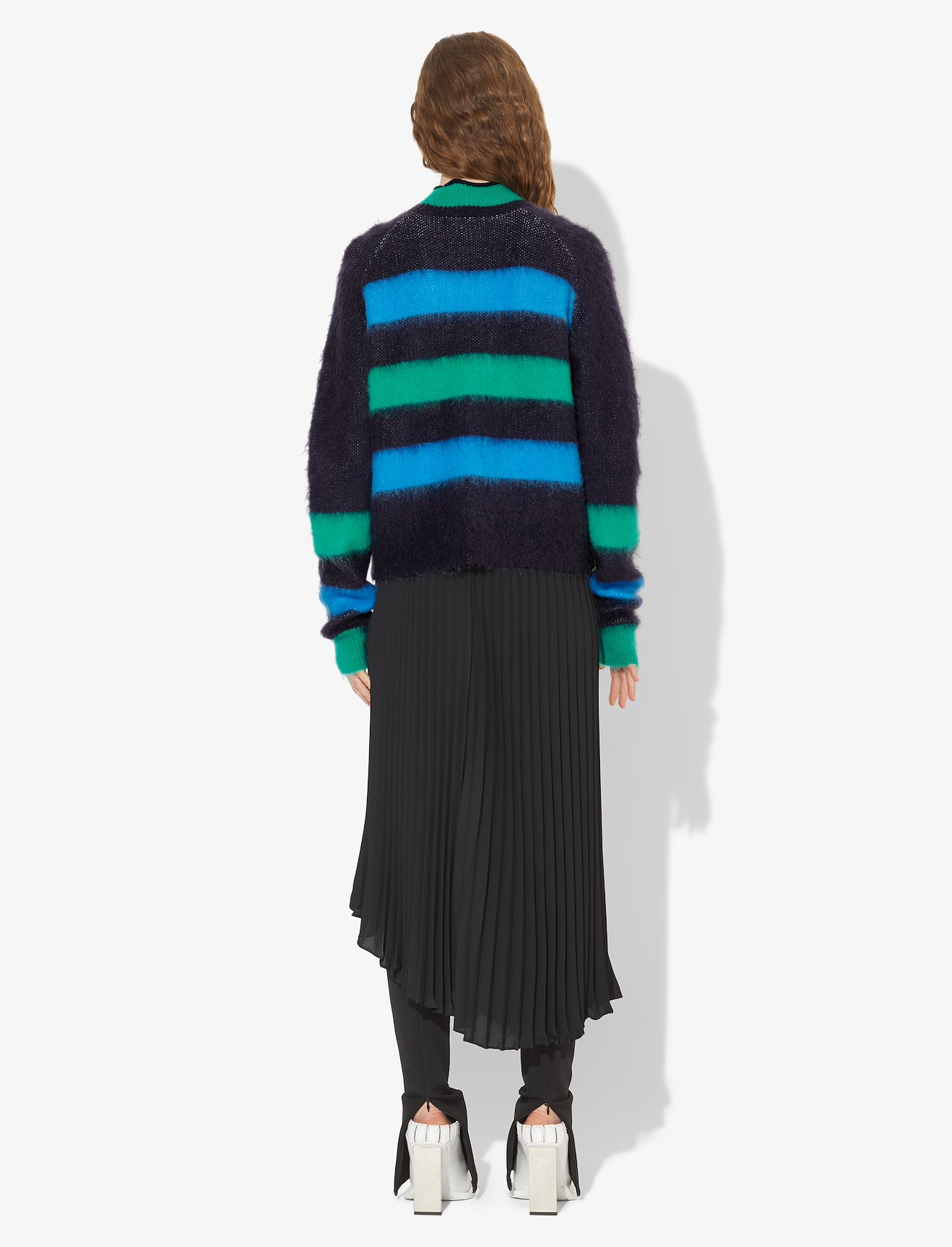 Brushed Stripe Wool Mohair Cropped Sweater #2