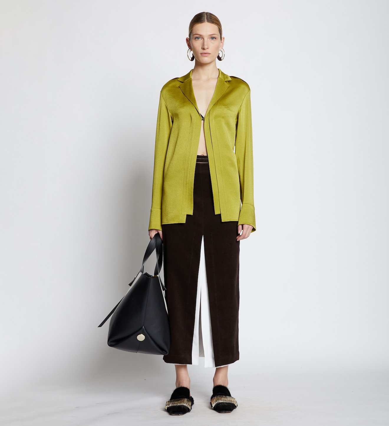 Brushed Viscose Layered Split Skirt