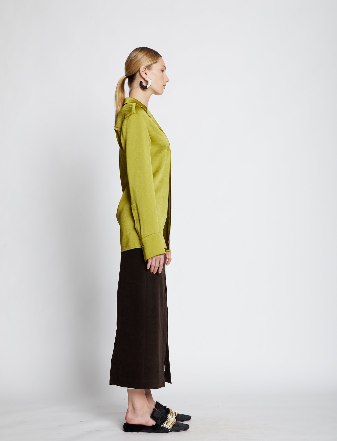 Brushed Viscose Layered Split Skirt #1