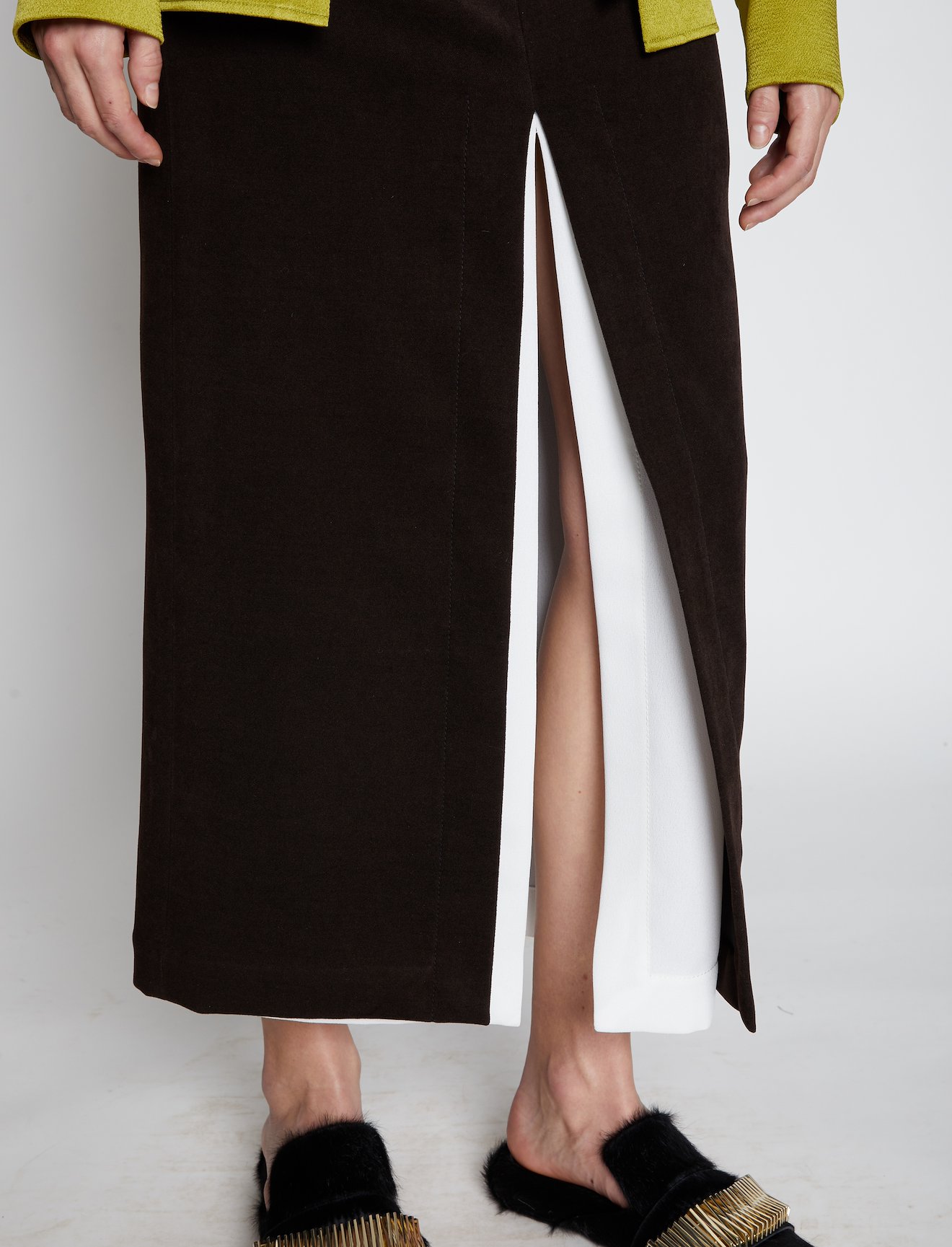 Brushed Viscose Layered Split Skirt #3