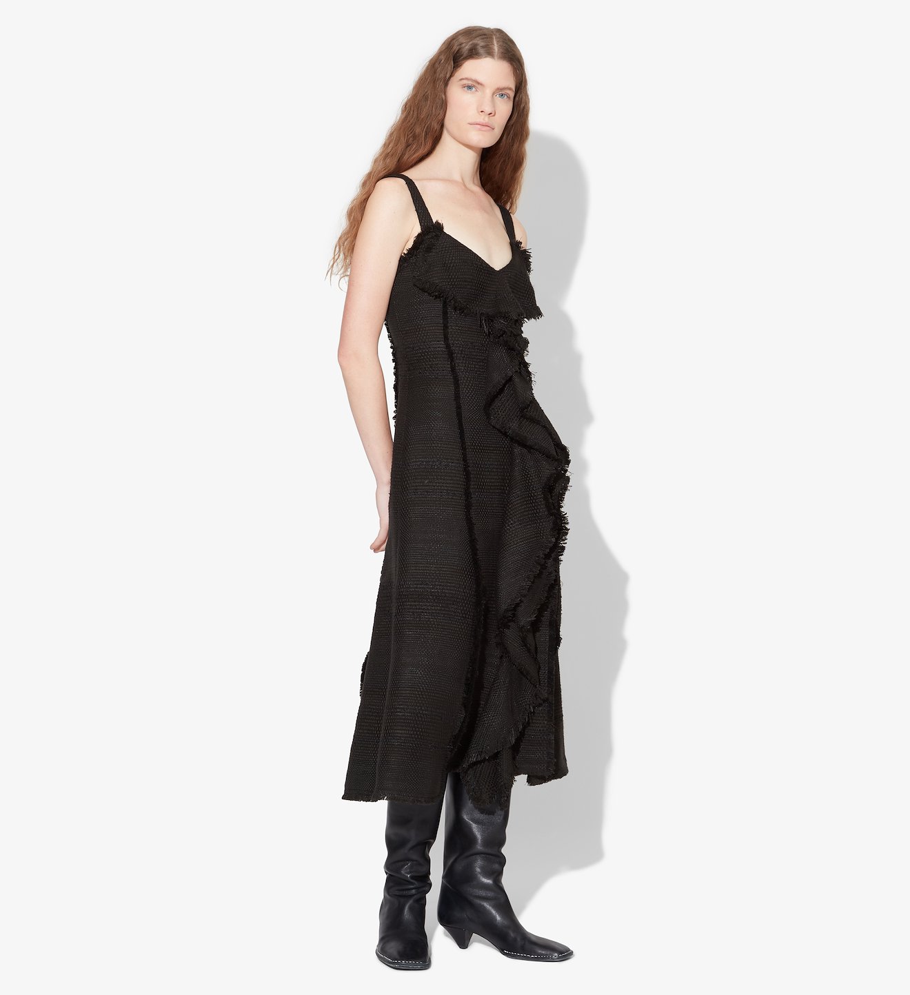 Cascading Tweed Dress