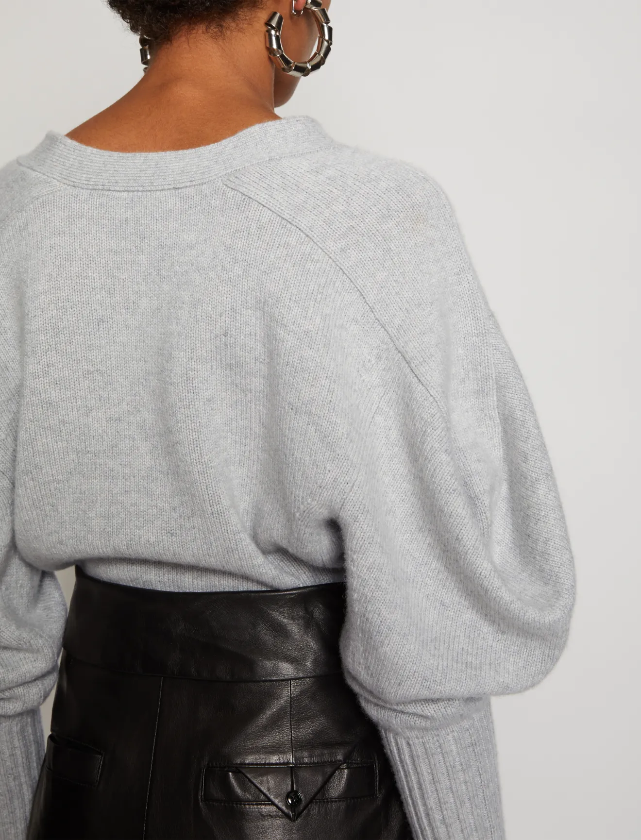 grey puff sleeve cardigan