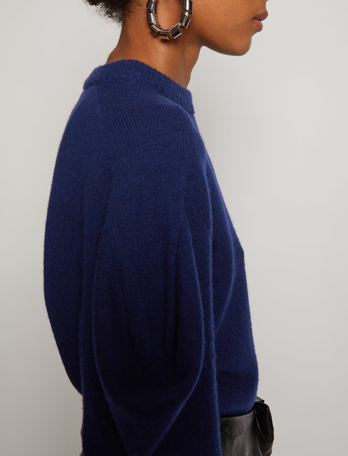 Cashmere Draped Puff Sleeve Sweater #3