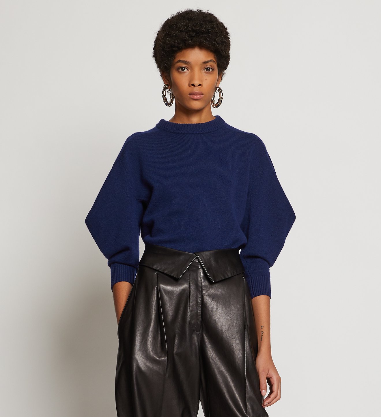 Cashmere Draped Puff Sleeve Sweater