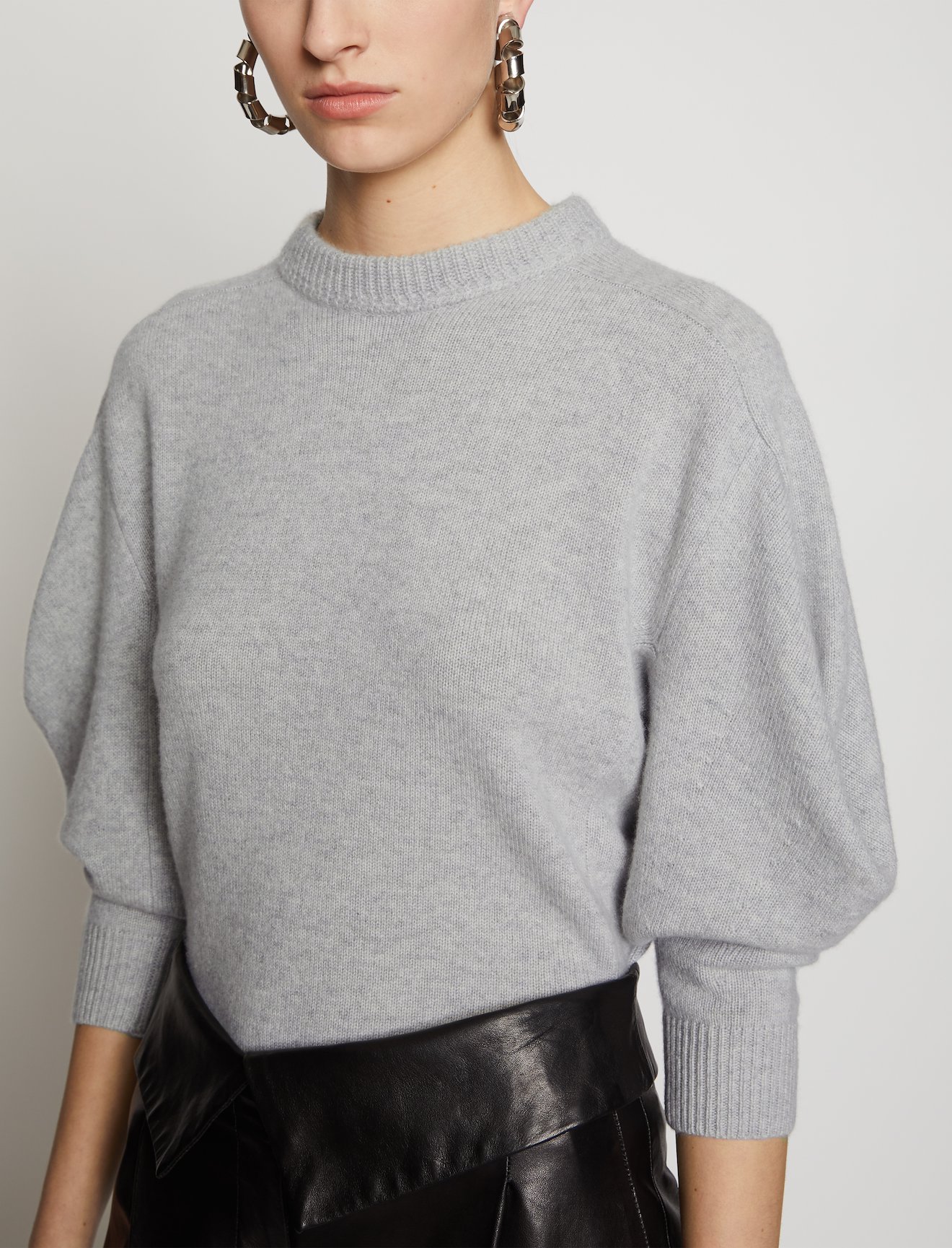 Cashmere Draped Puff Sleeve Sweater #3
