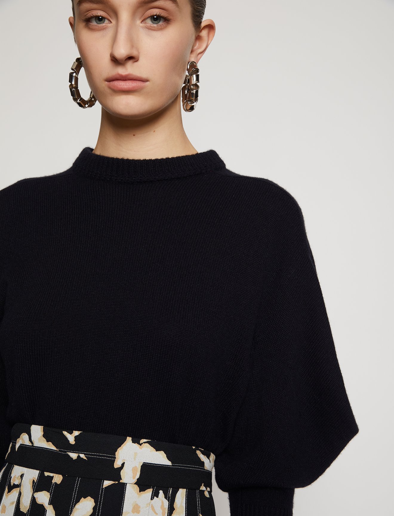 Cashmere Draped Puff Sleeve Sweater #3