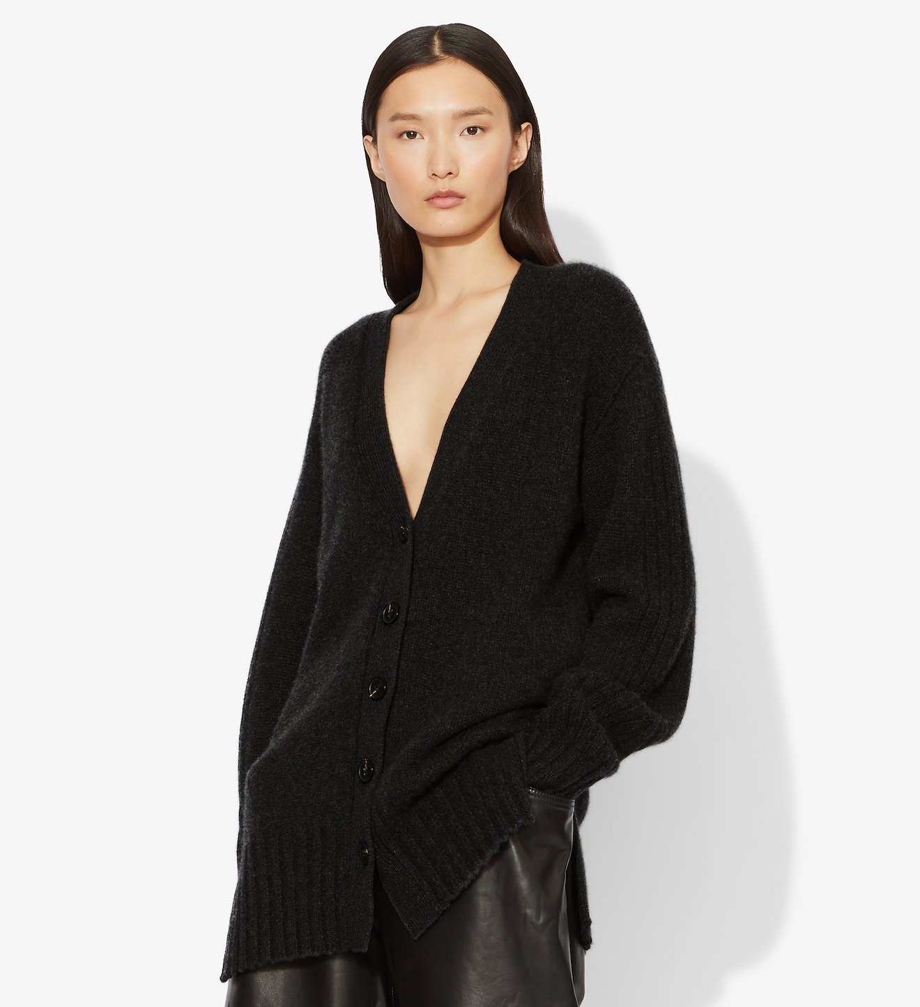 Cashmere Traveling Rib Knit Cardigan