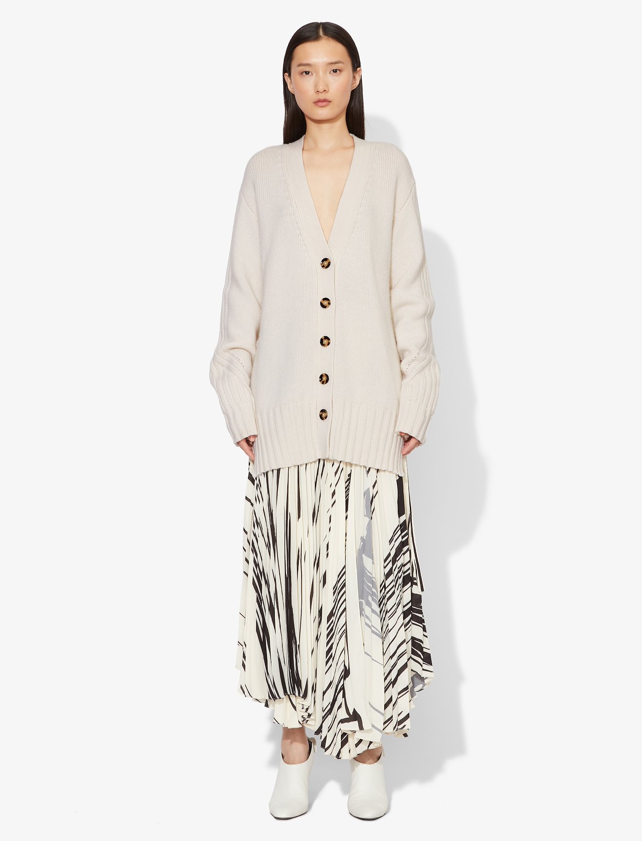 Cashmere Traveling Rib Knit Cardigan #1
