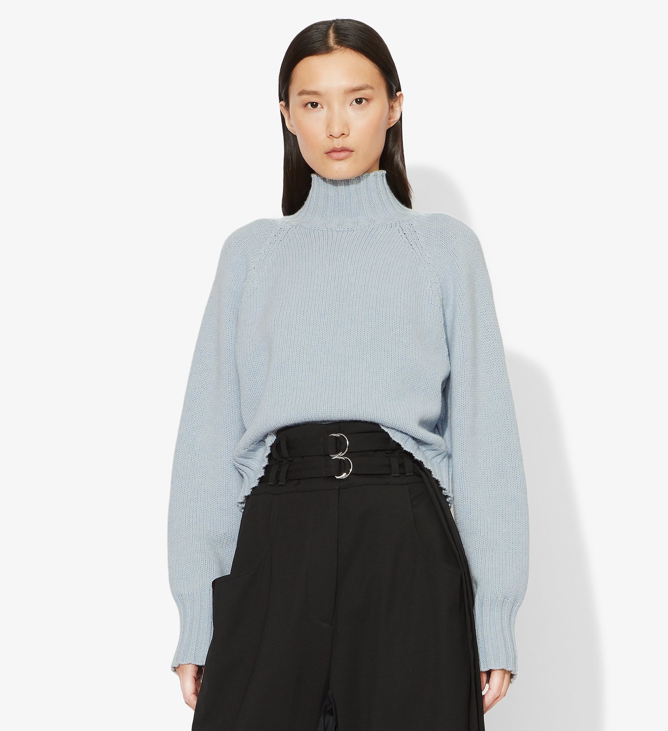Cashmere Traveling Rib Knit Turtleneck