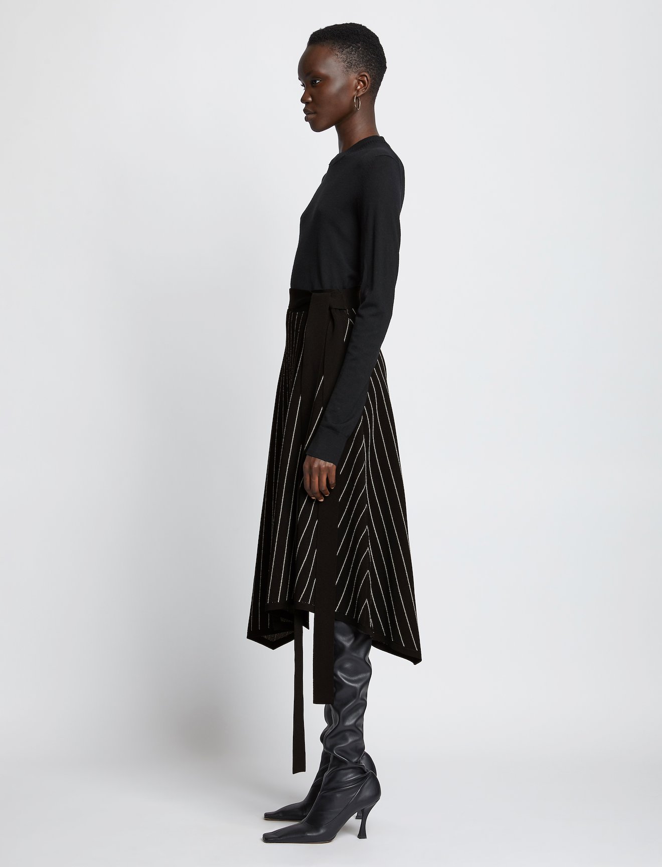 Chalk Stripe Knit Wrap Skirt #1