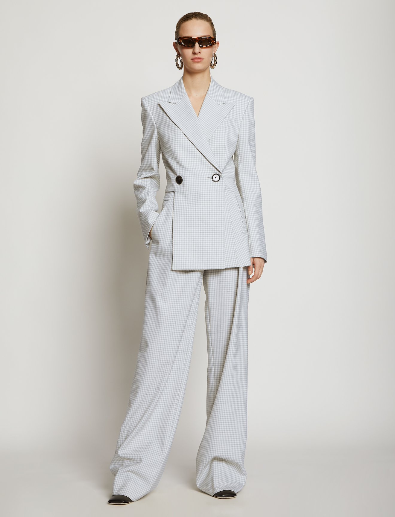 Check Suiting Asymmetrical Blazer #1