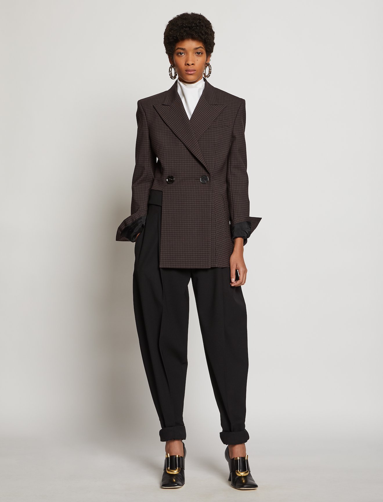 Check Suiting Asymmetrical Blazer #1