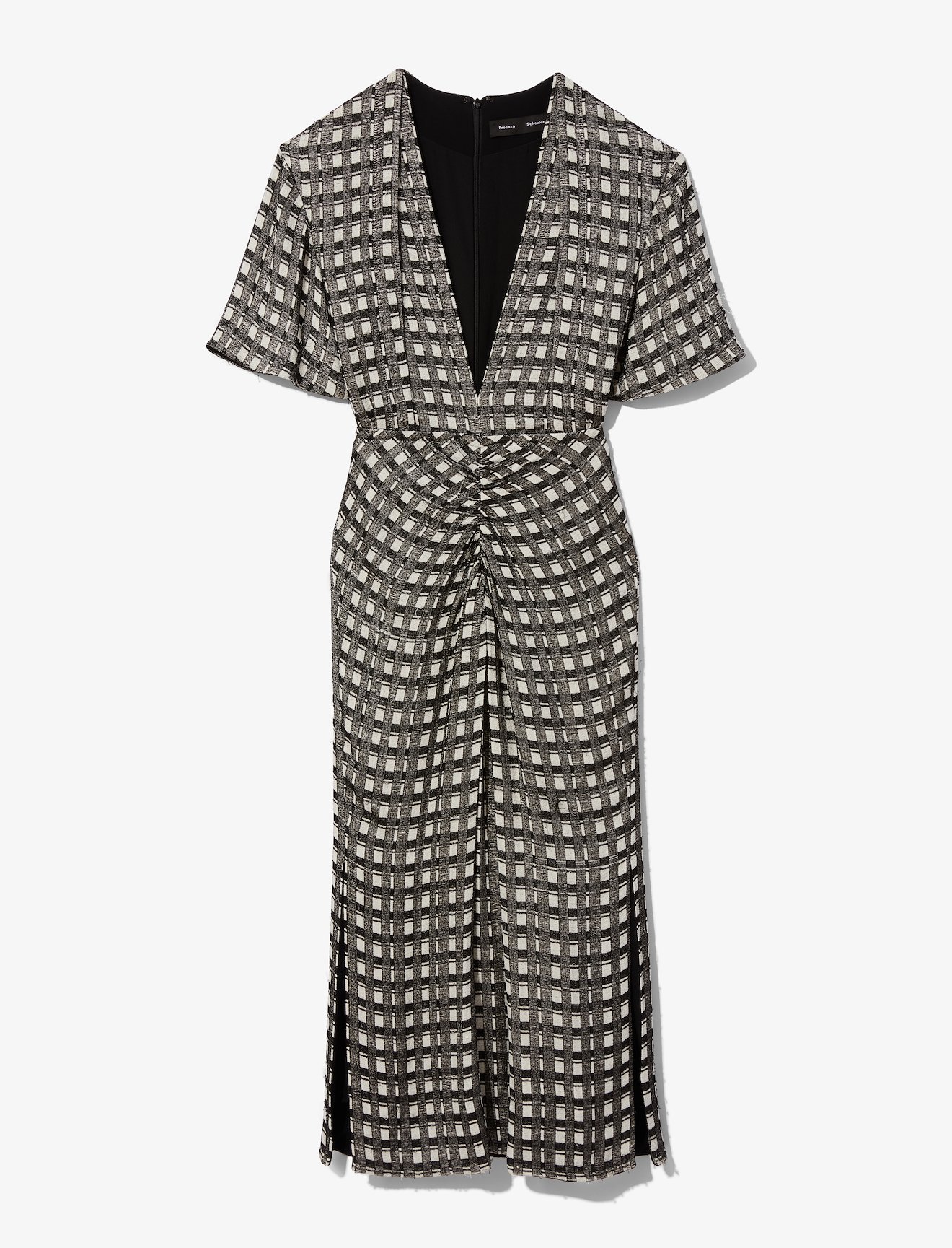 Checkered Jacquard Short Sleeve Dress #4