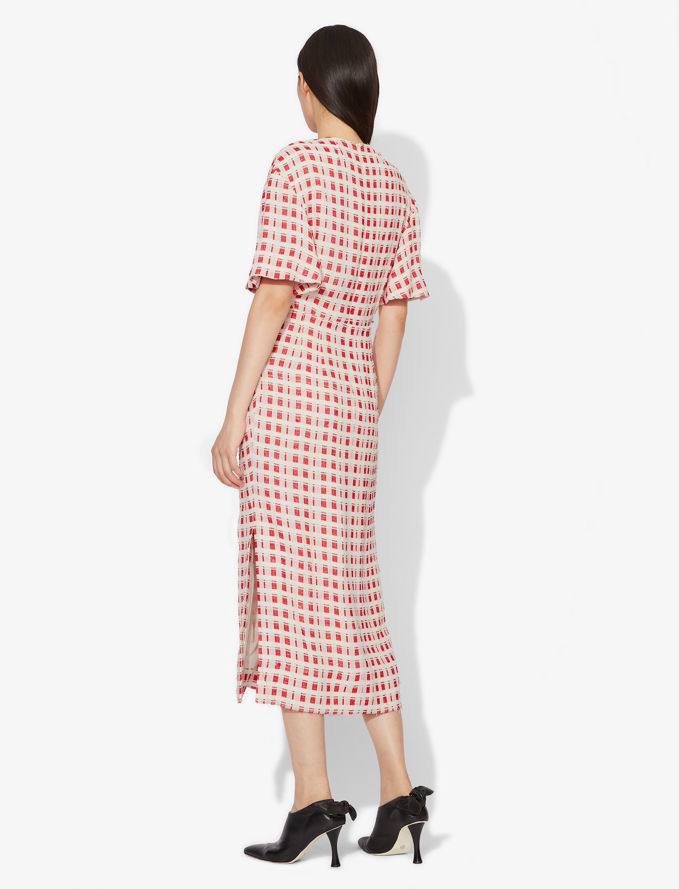Checkered Jacquard Short Sleeve Dress #2