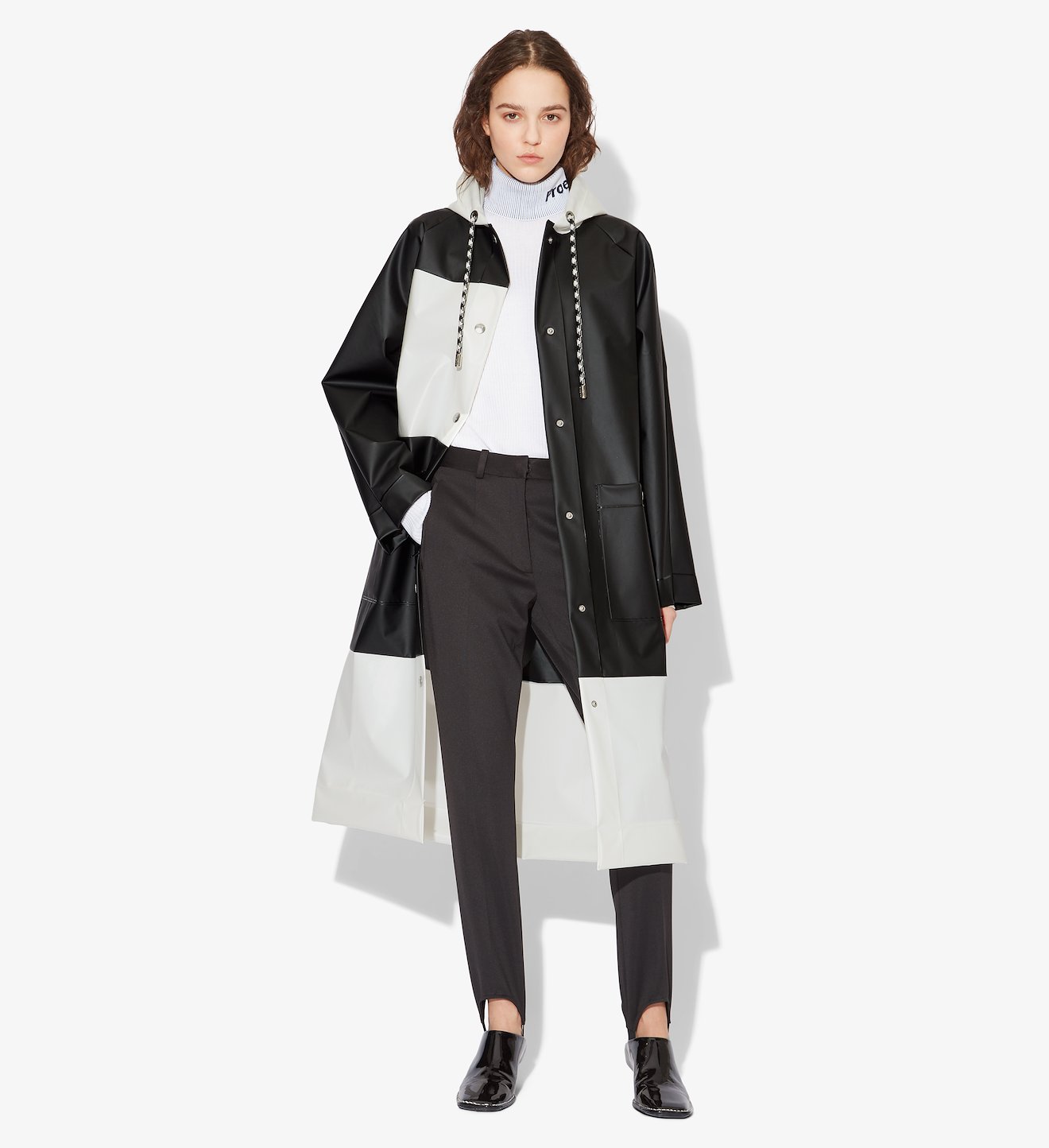 Colorblock Long Raincoat