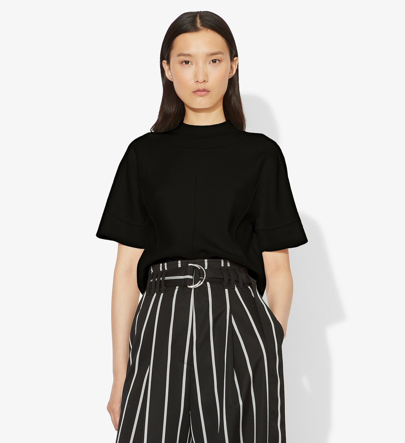 Contour Cropped Short Sleeve Crewneck Compact Knit