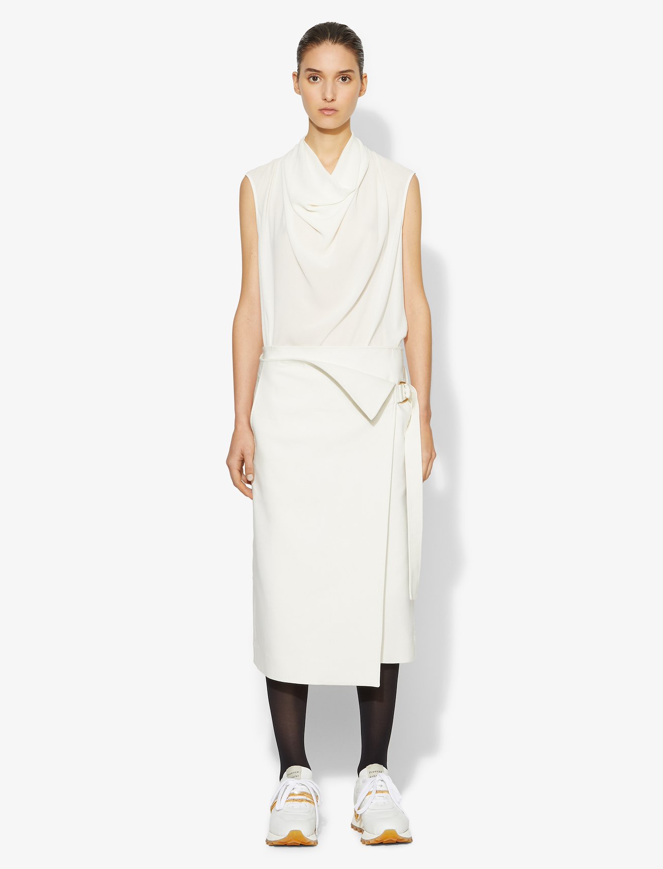 Cotton Blend Suiting Wrap Skirt #1