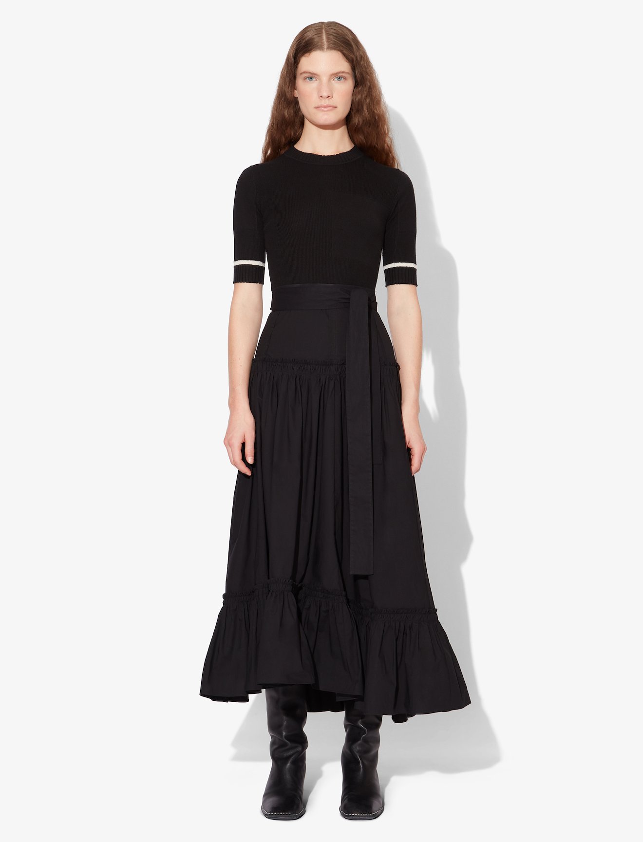 Cotton Poplin Long Tiered Skirt #1