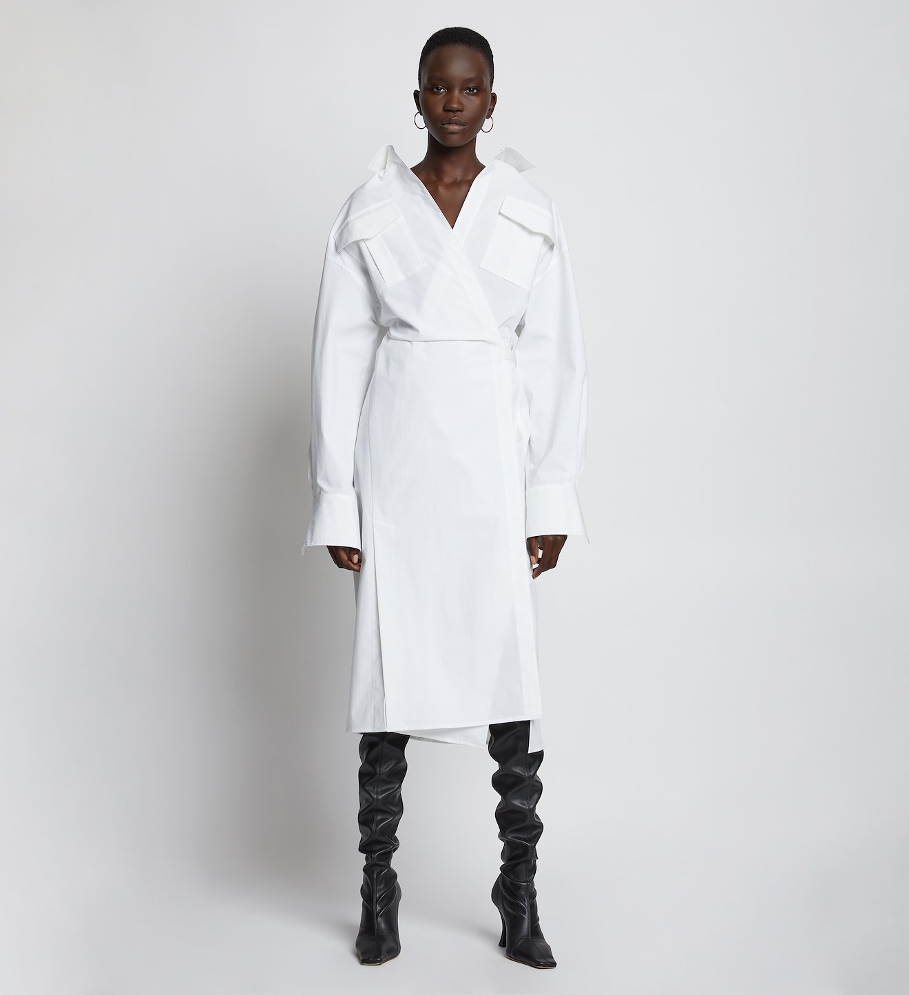 Cotton Wrapped Shirt Dress