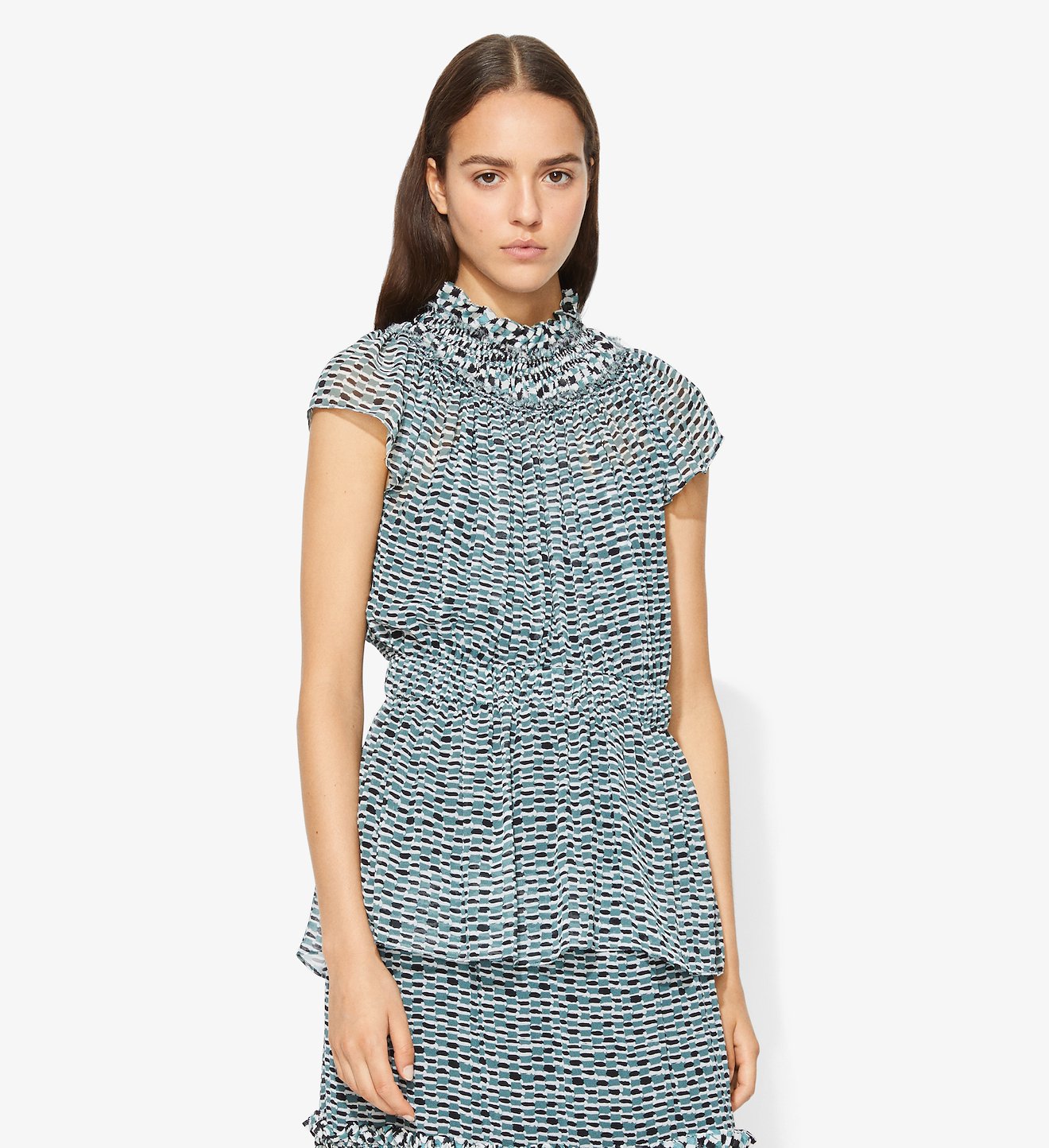 Crepe Chiffon Shirred Top