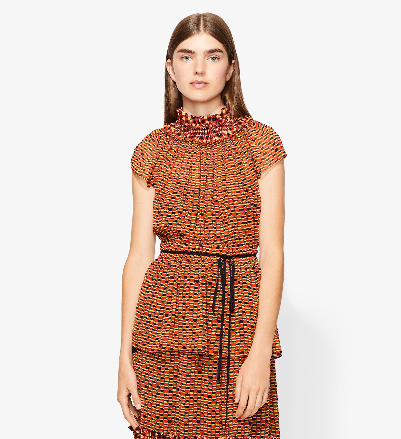 Crepe Chiffon Shirred Top