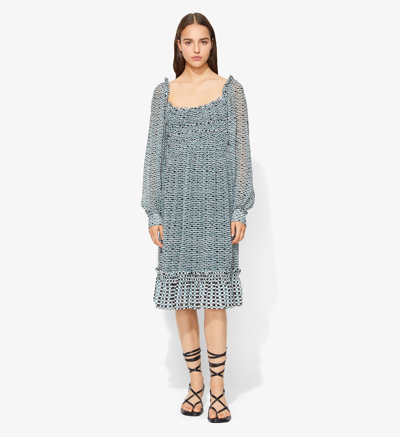 Crepe Chiffon Square Neck Dress