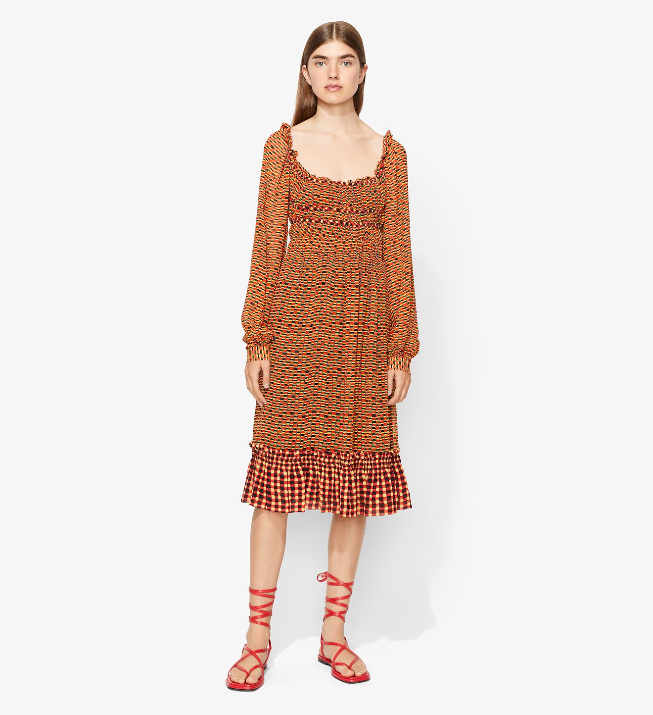 Crepe Chiffon Square Neck Dress