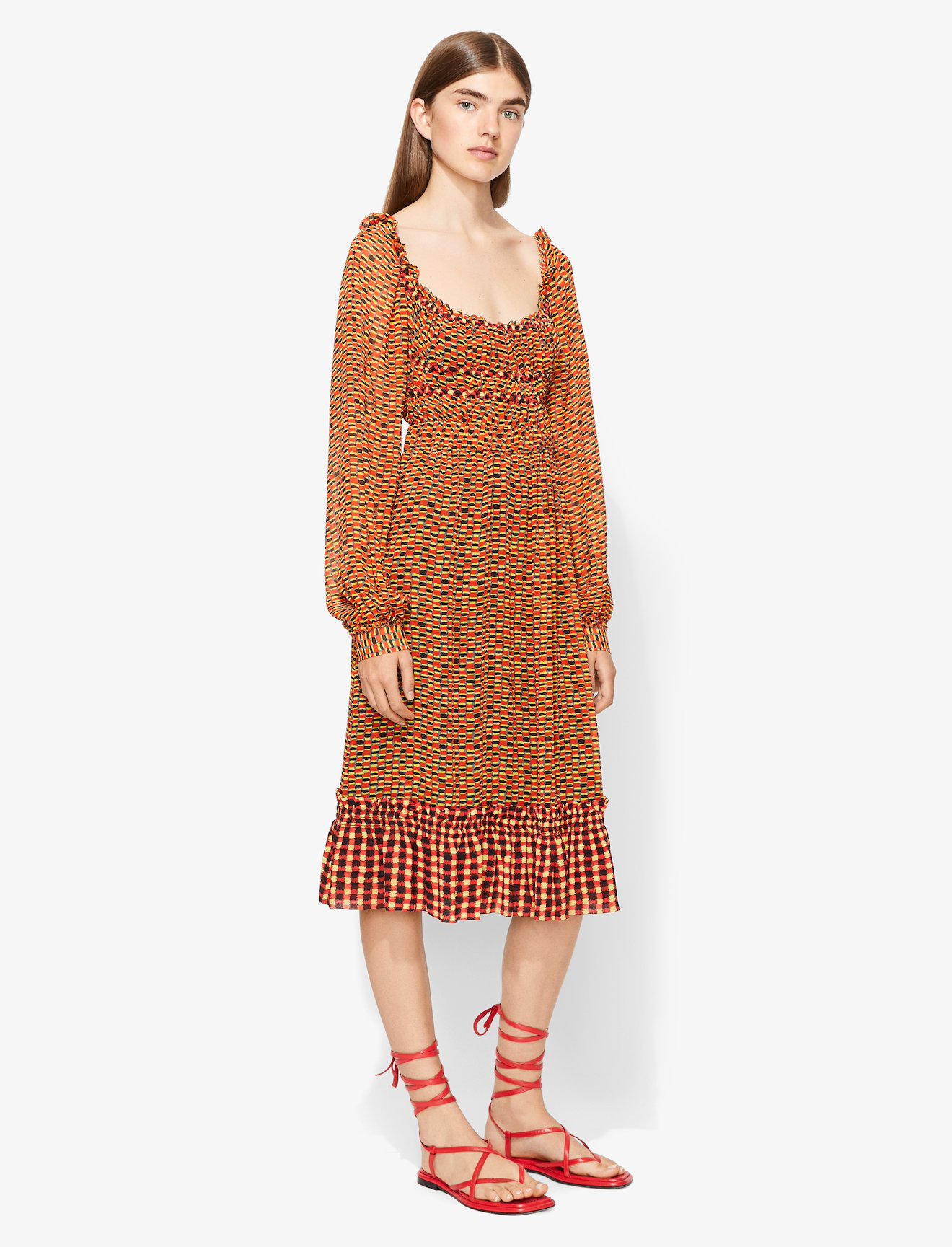 Crepe Chiffon Square Neck Dress #1