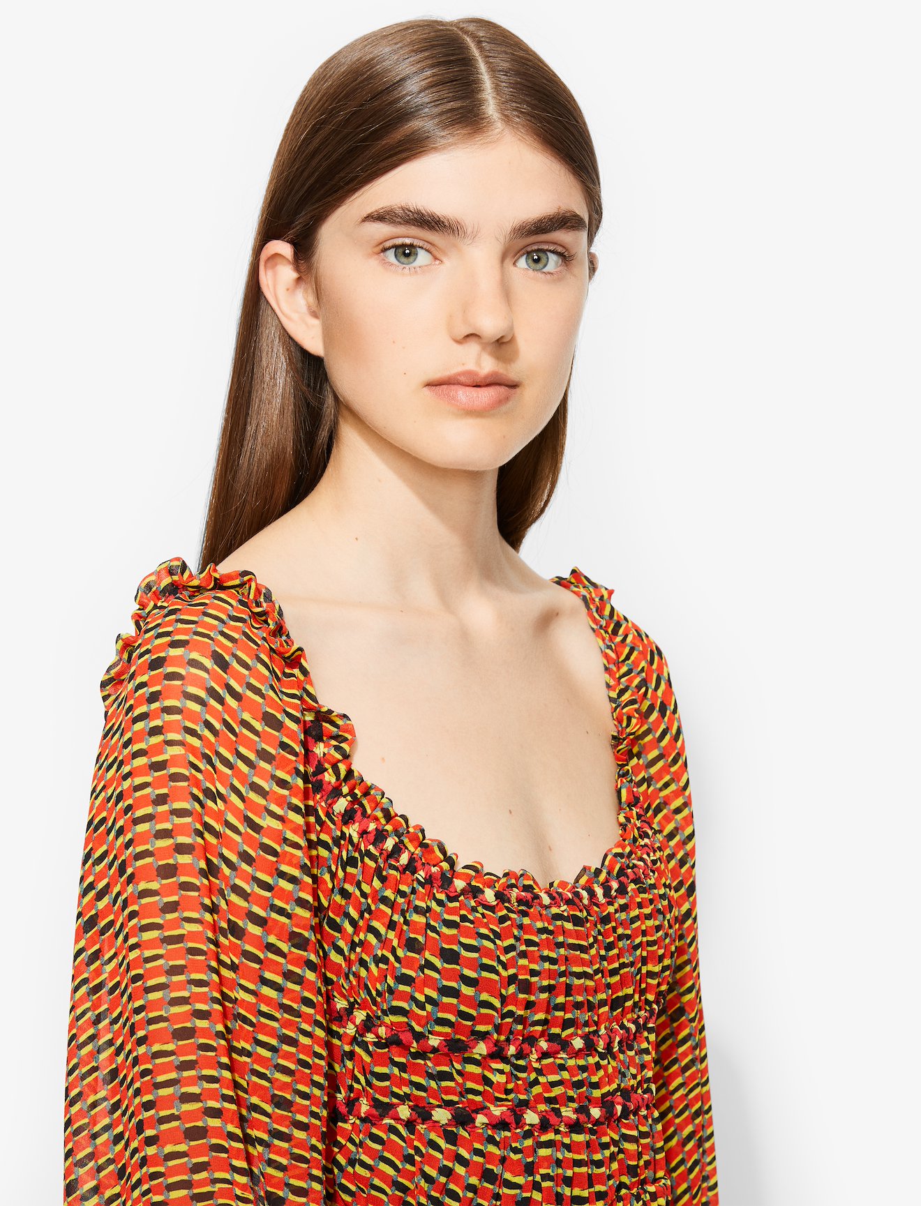 Crepe Chiffon Square Neck Dress #3